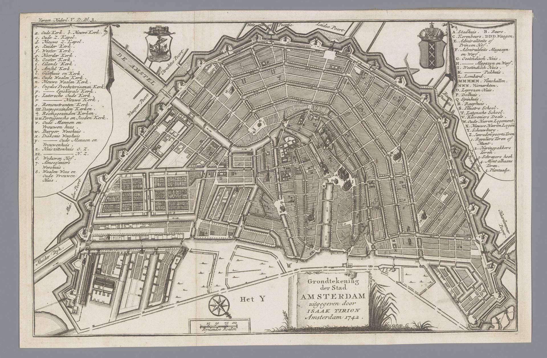 Plattegrond van Amsterdam, 1742 by Anonymous