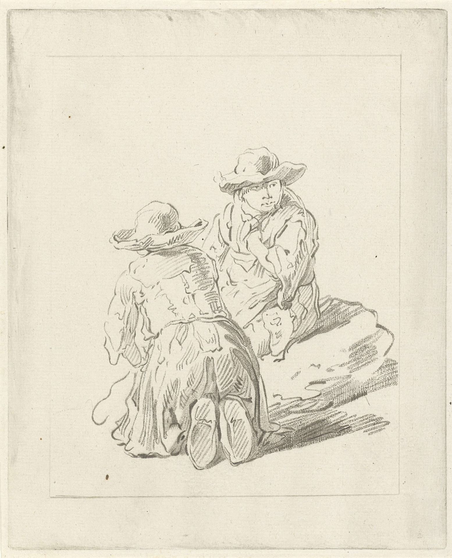 Twee op de grond zittende jongens by Bernhard Schreuder