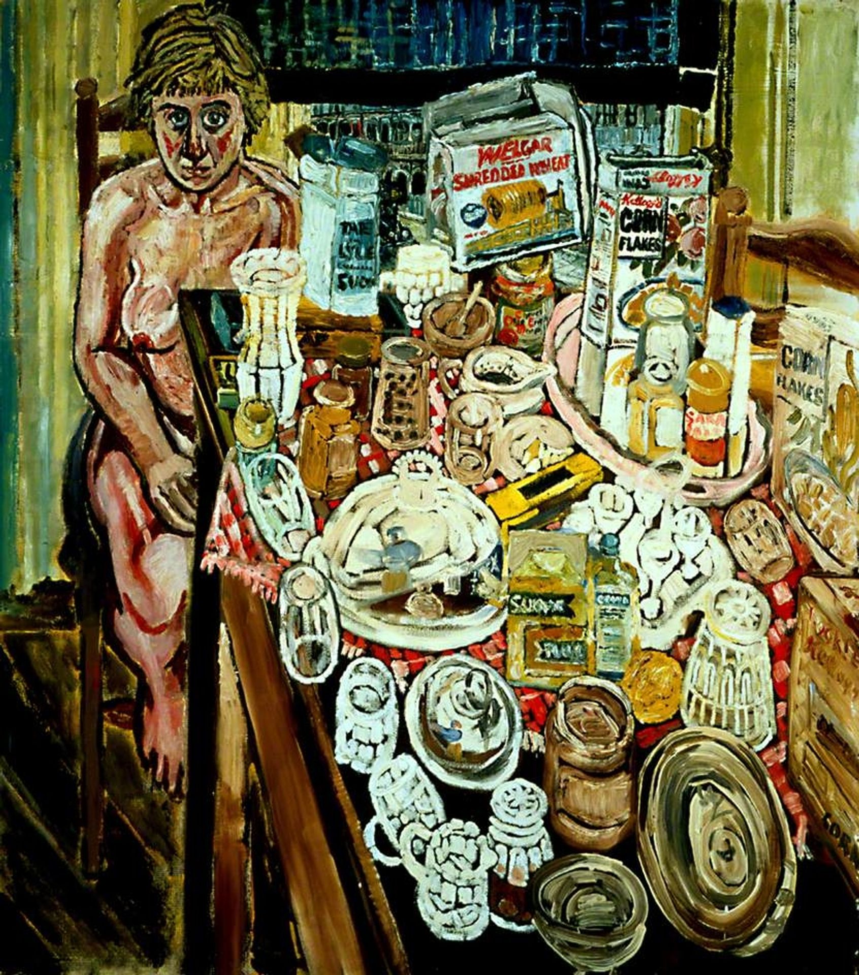 Jean and Still Life in front of a Window by John Bratby