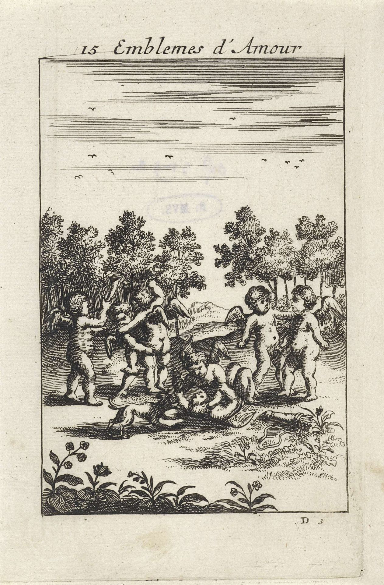 Stoeiende putti in een landschap by Jan van Vianen