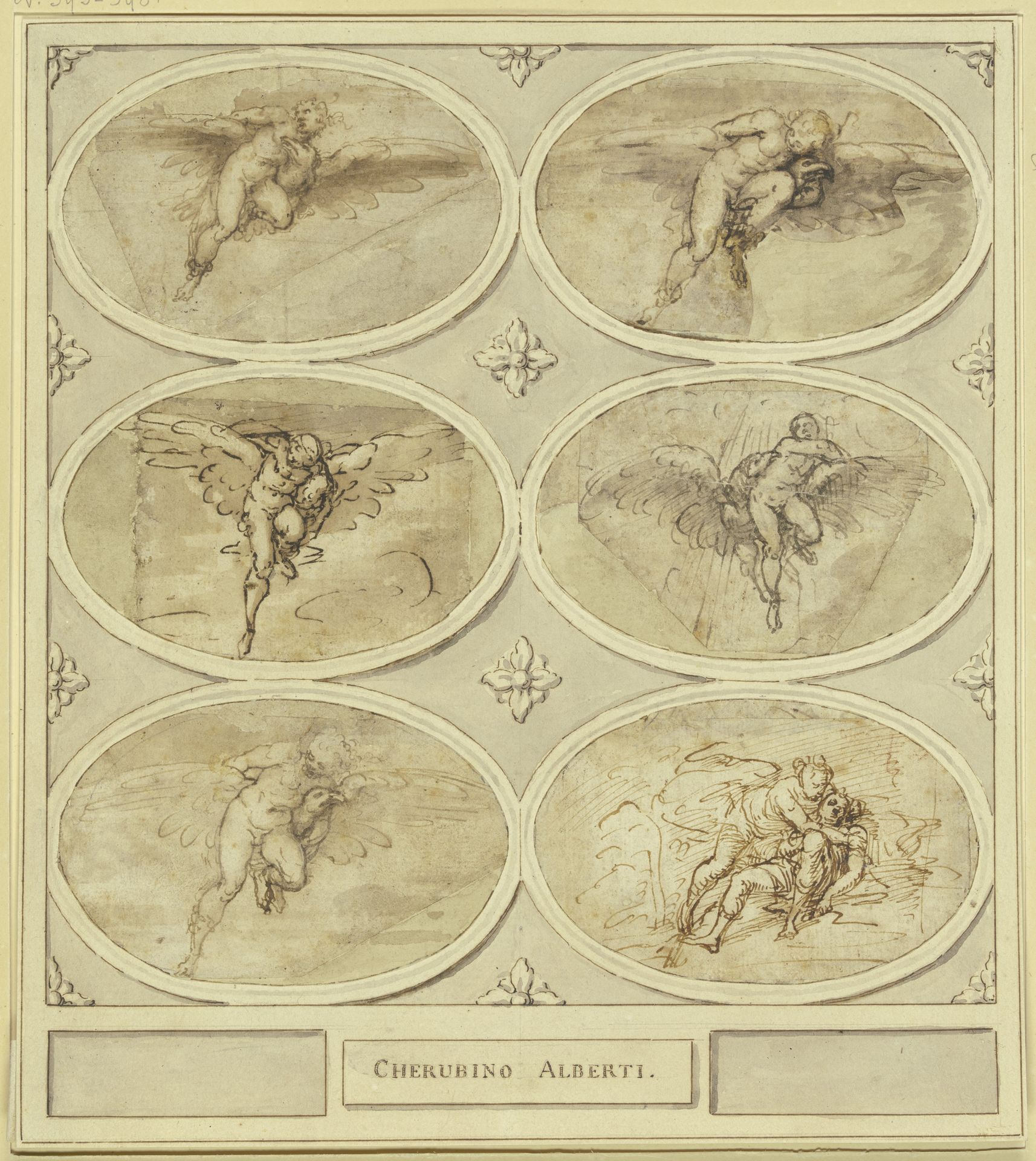 Fünf Studien zum Raub des Ganymed und eine Studie zu Diana und Endymion (oder Venus und Adonis?) by Cherubino Alberti