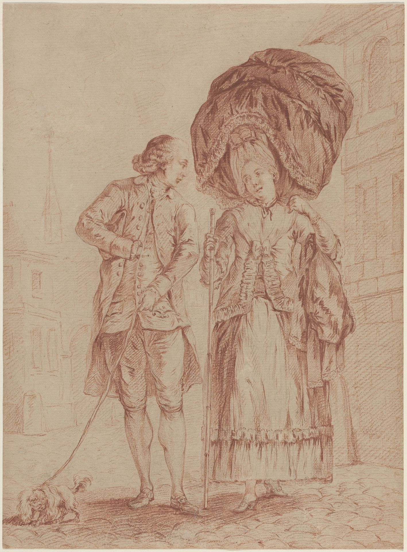 A Cleric Accompanying a Lady on Her Morning Walk by Pierre Thomas Le Clerc
