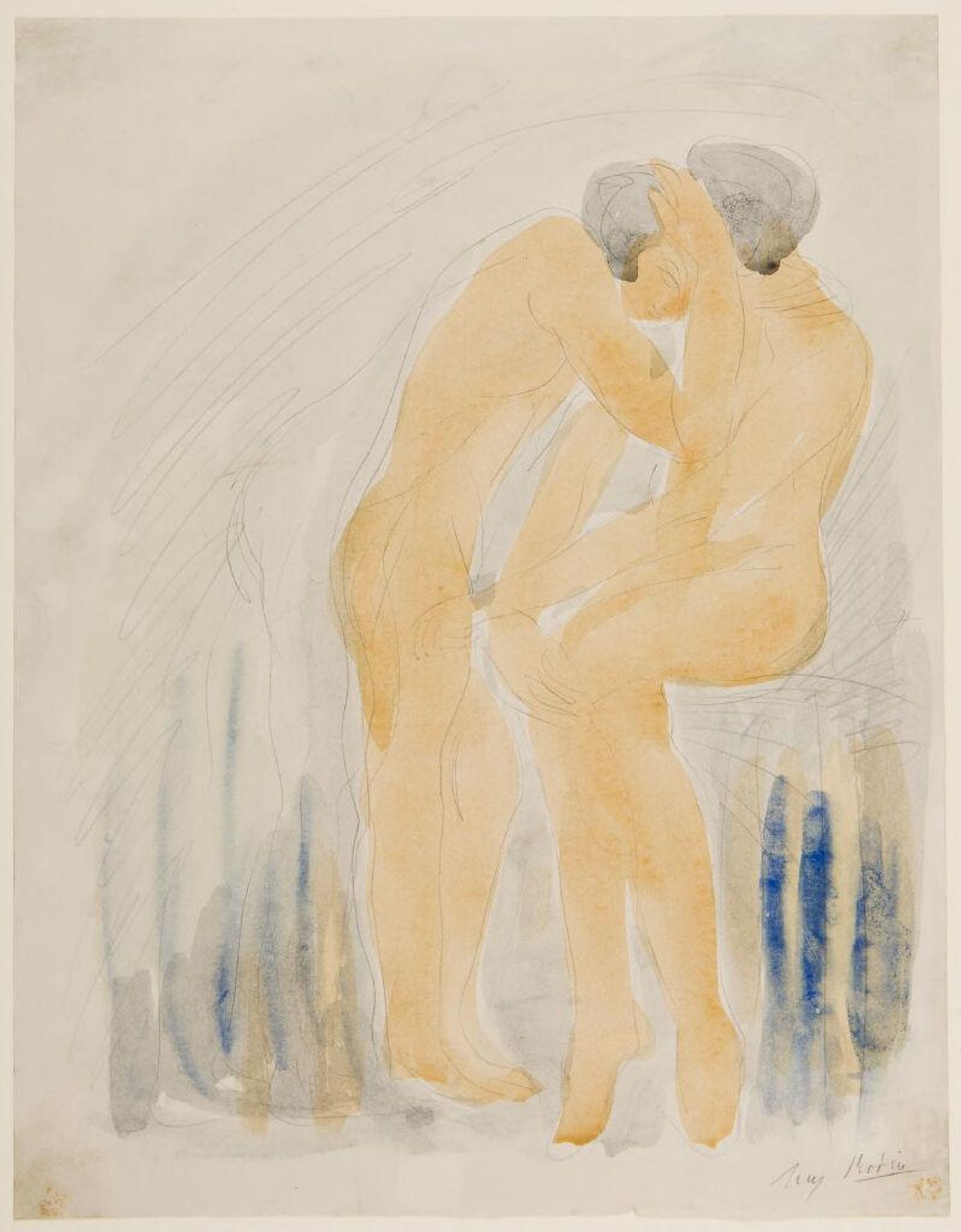 Study of Two Nude Figures by Imitator of Auguste Rodin