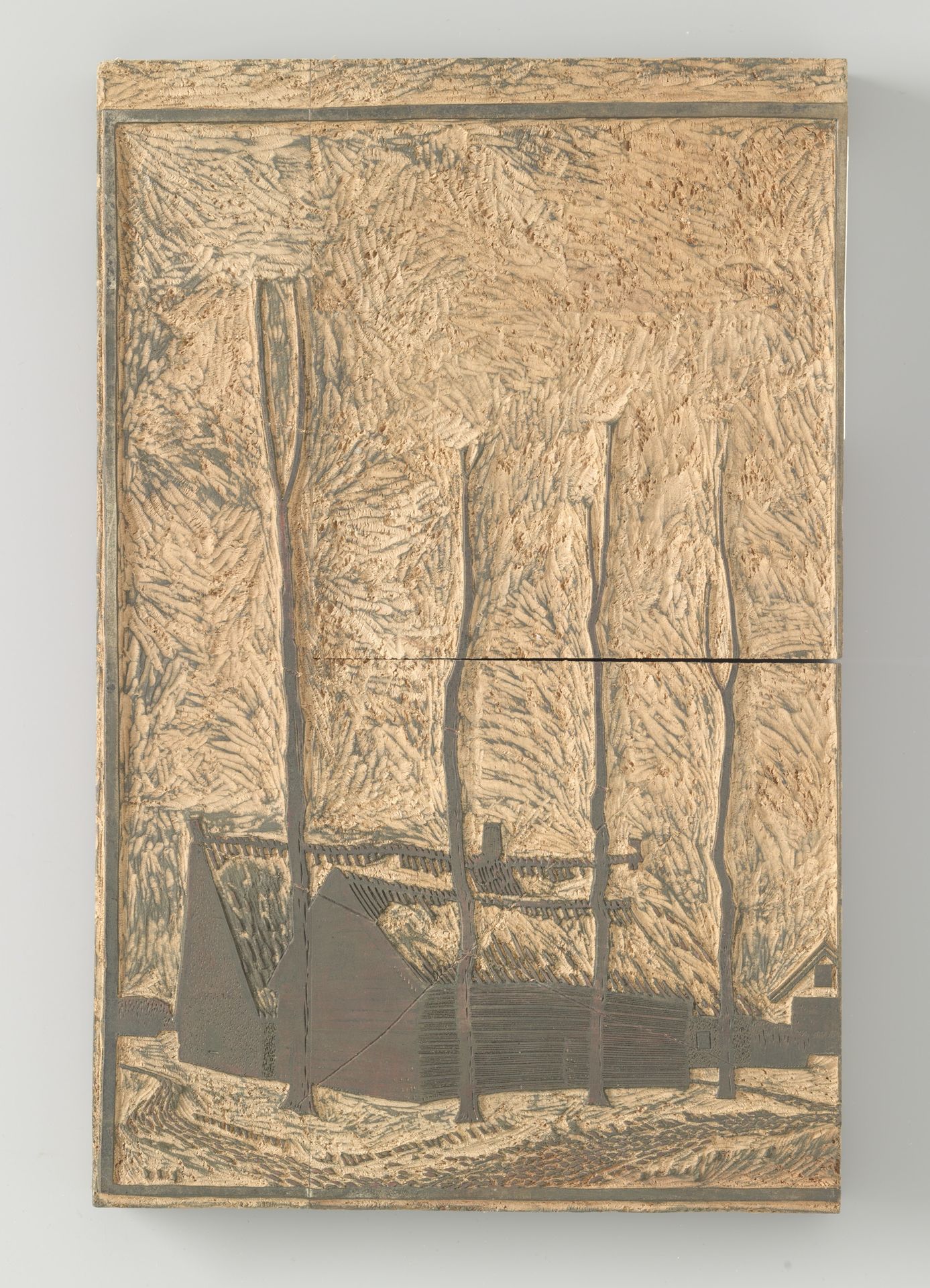 Vier bomen bij huizen by Julie de Graag