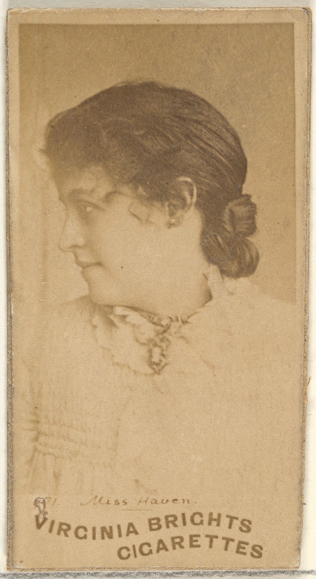 Miss Haven, from the Actors and Actresses series (N45, Type 1) for Virginia Brights Cigarettes by Allen & Ginter
