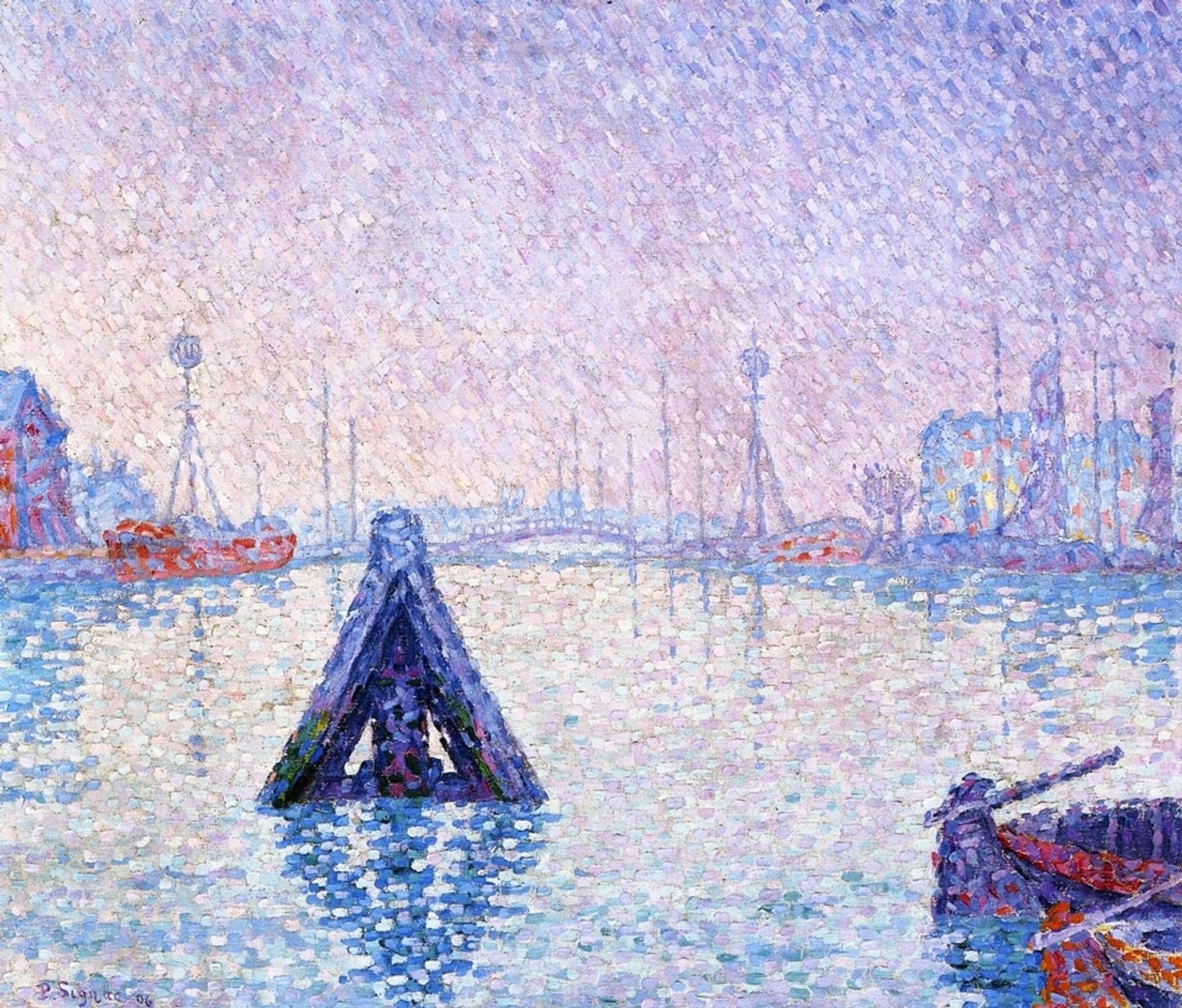 The Port at Vlissingen, Boats and Lighthouses by Paul Signac