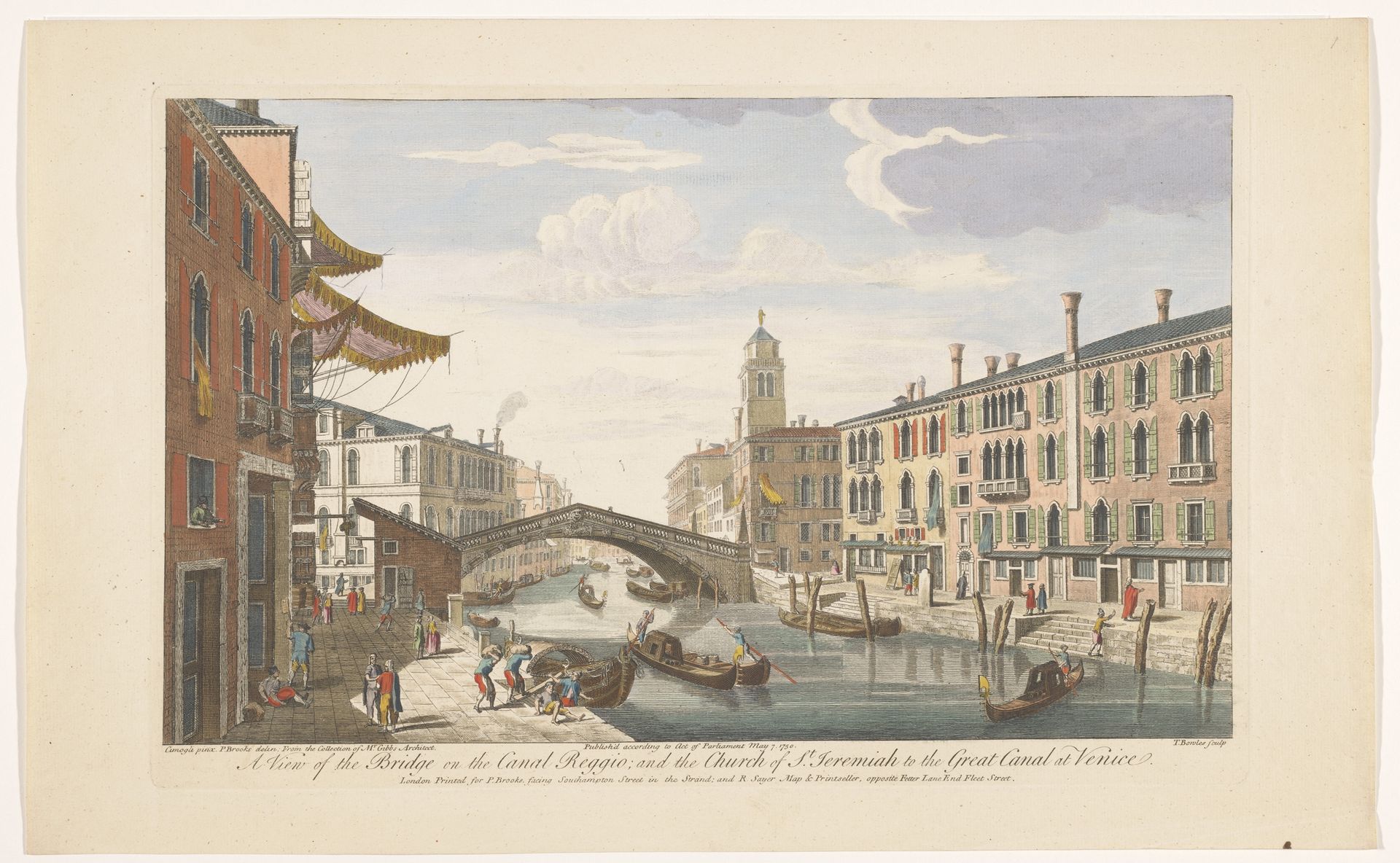 Gezicht op de Ponte delle Guglie over de Canale di Cannaregio te Venetië by Robert Sayer