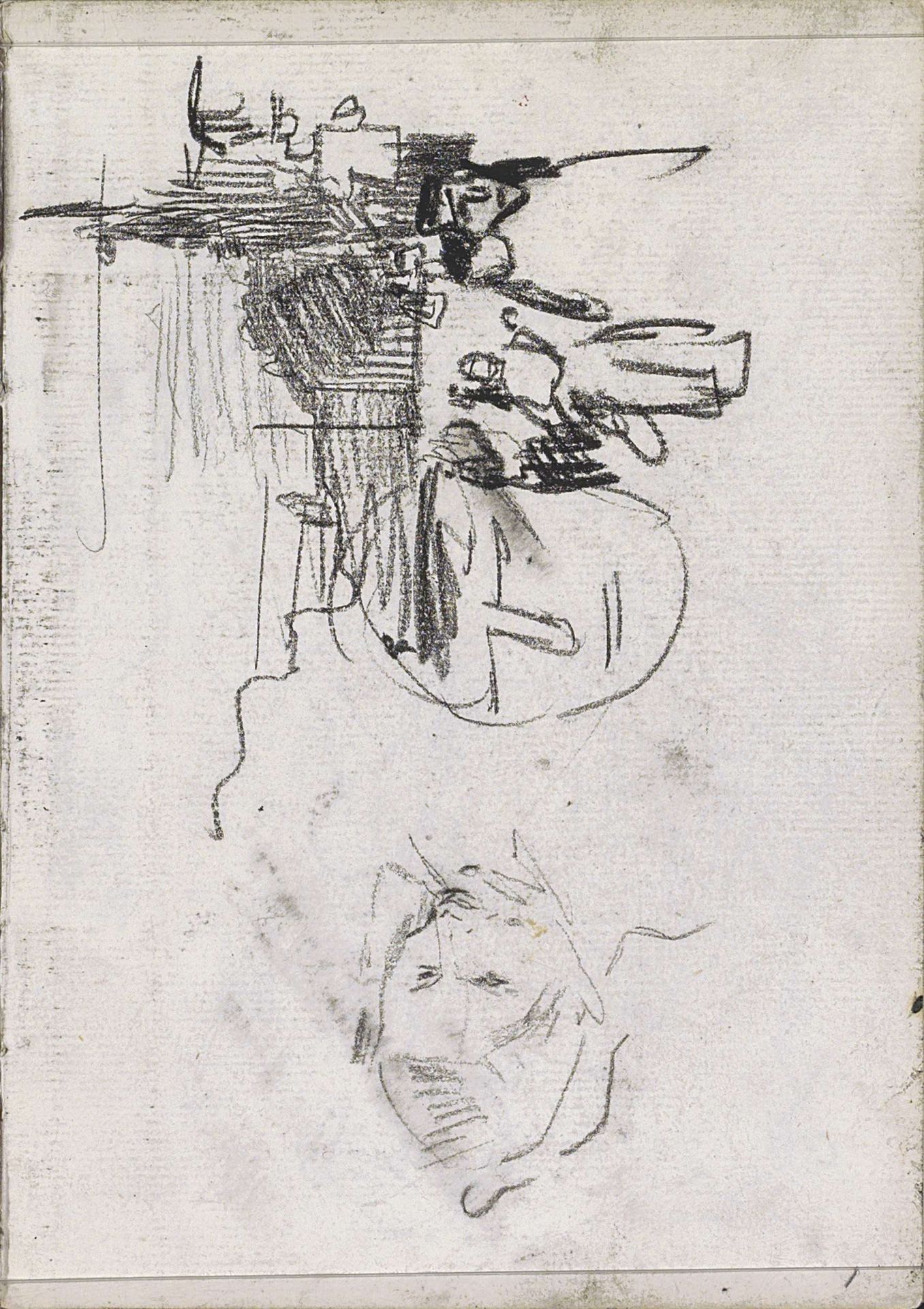 Straatgezicht en twee hoofden by Isaac Israels