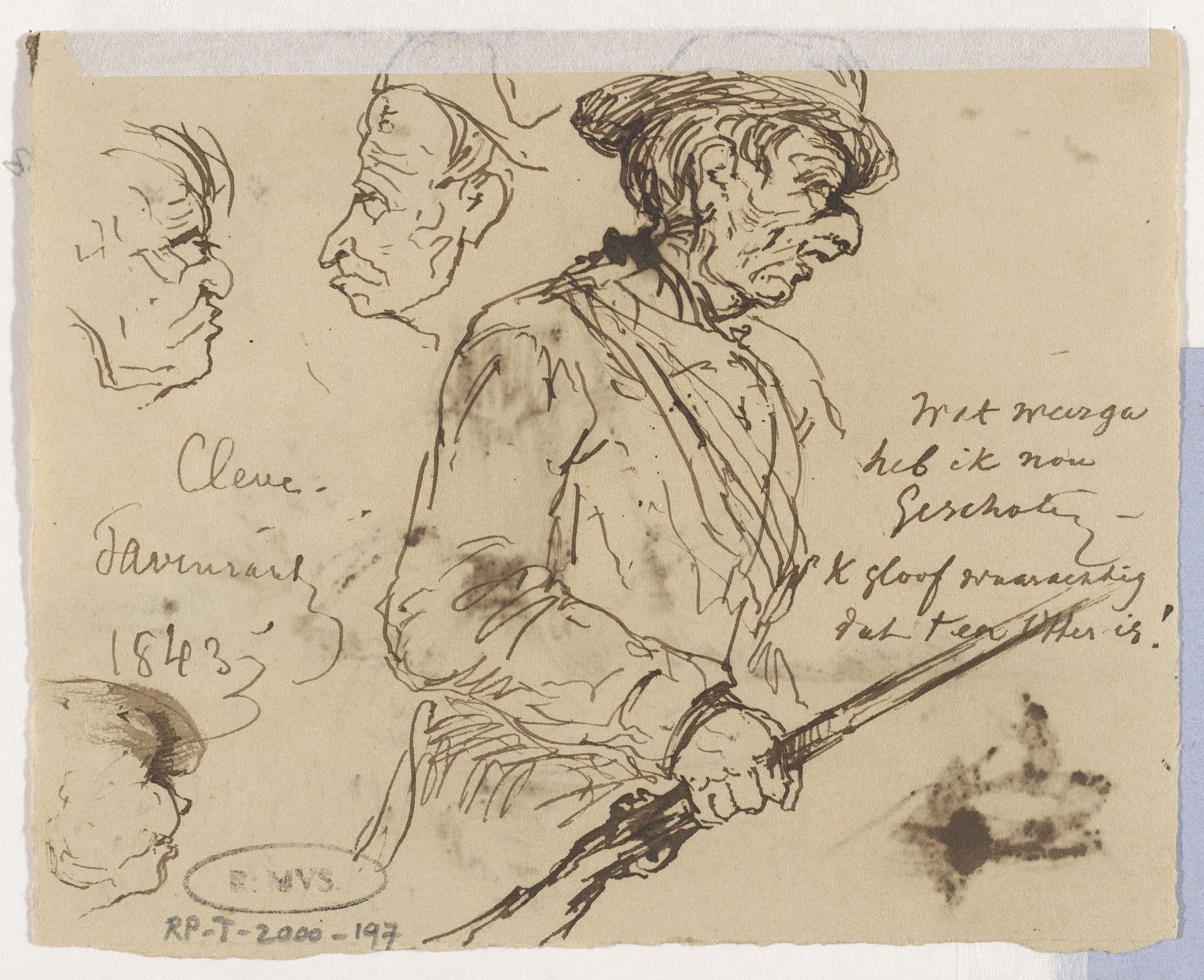 Schetsblad Kleef 1843 by Johannes Tavenraat