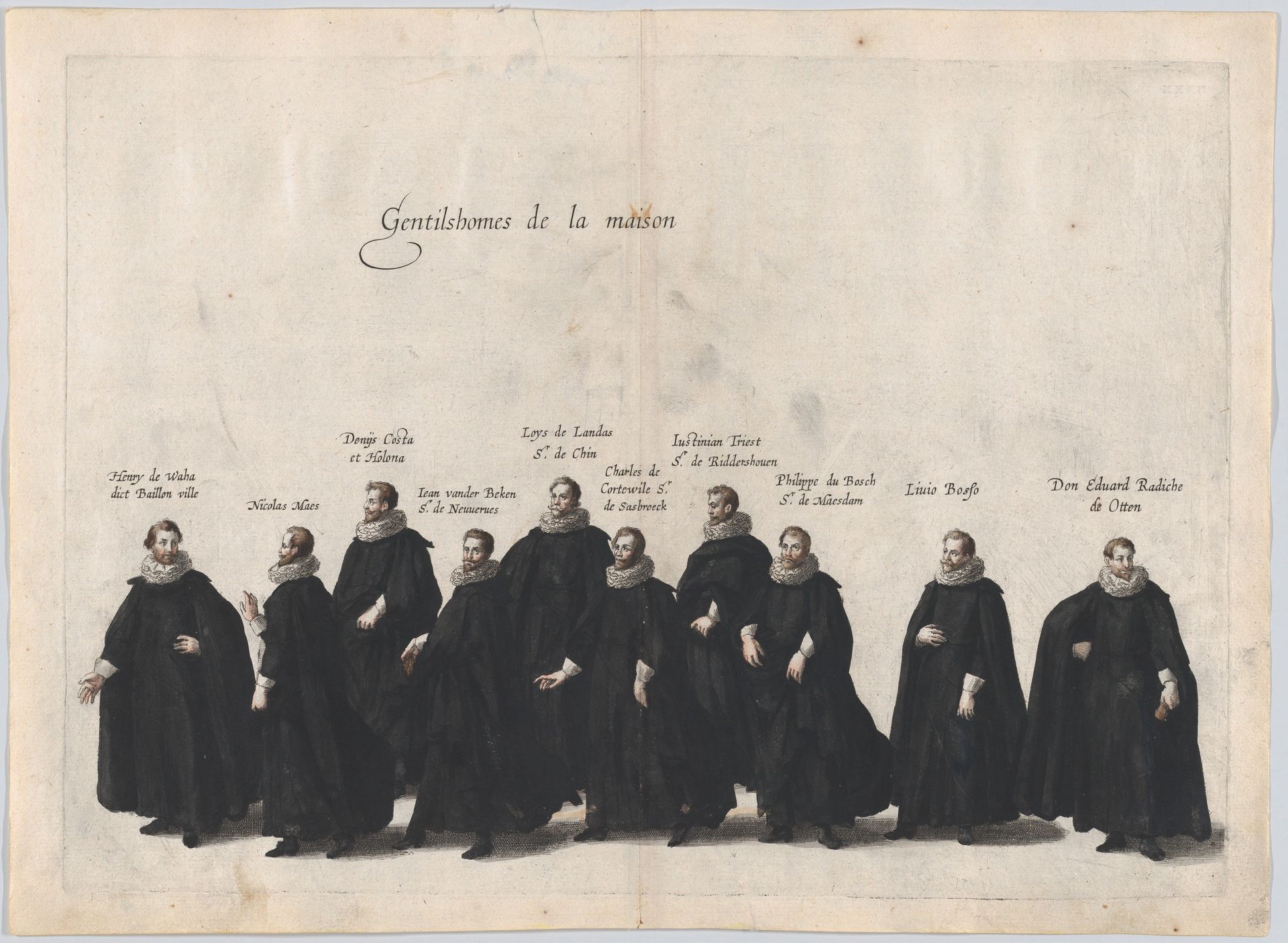 Plate 24: Gentlemen of the house marching in the funeral procession of Archduke Albert of Austria; from 'Pompa Funebris ... Alberti Pii' by Cornelis Galle I