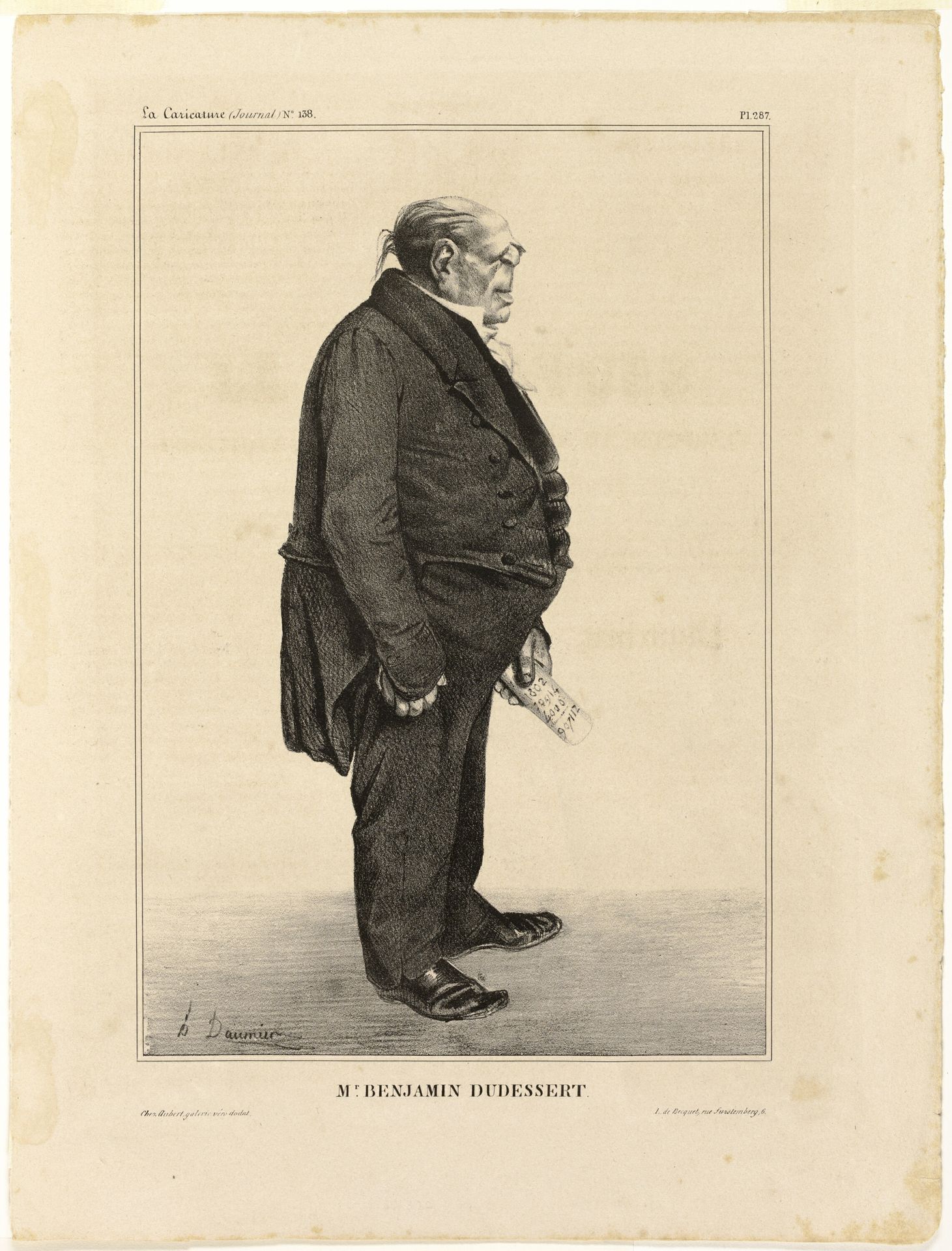 Mr. Benjamin Dudessert, plate 287 from Célébrités de la Caricature by Honoré Daumier