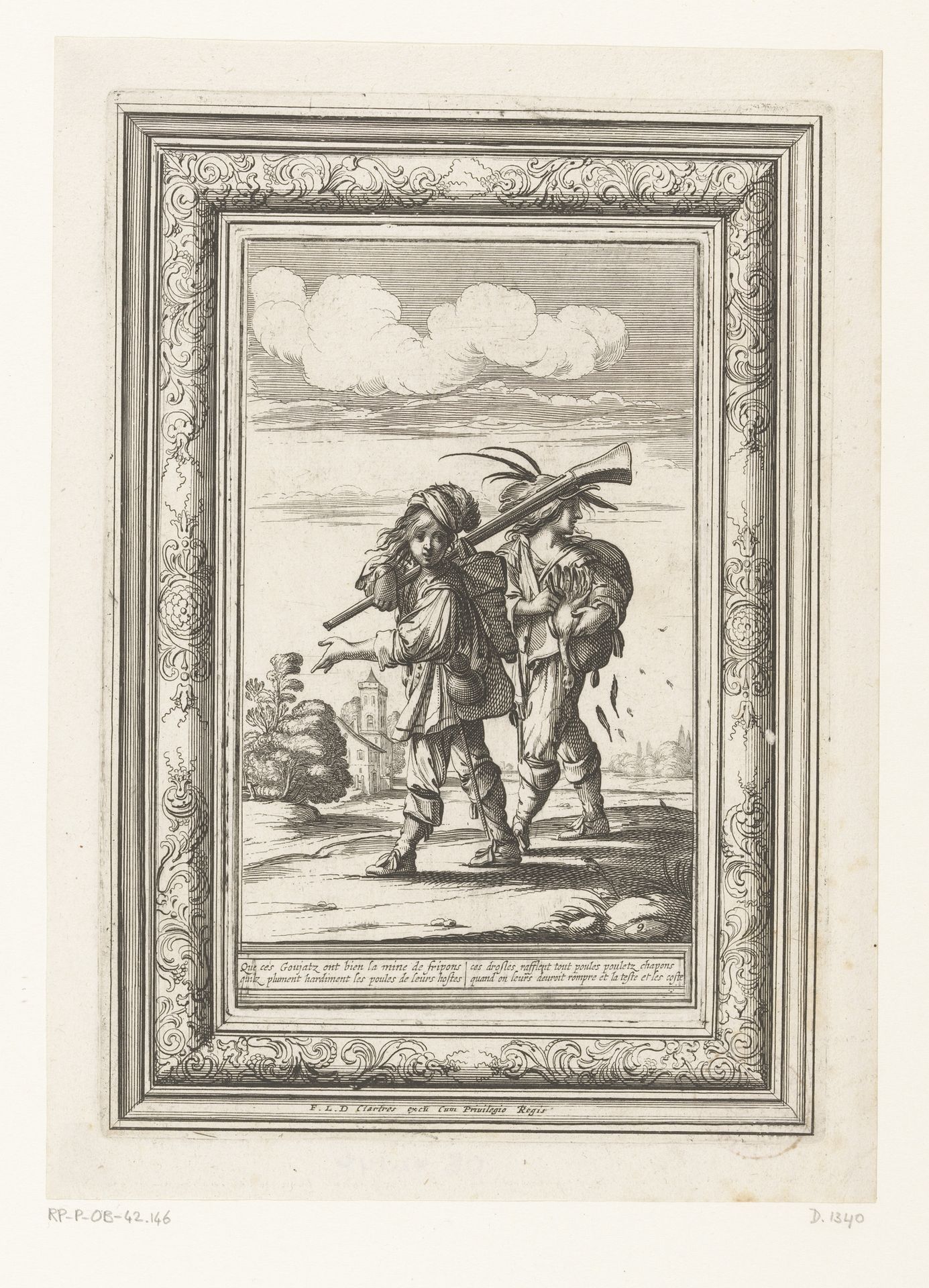 Twee soldaten op strooptocht, gekleed volgens de mode van ca. 1630 by Abraham Bosse