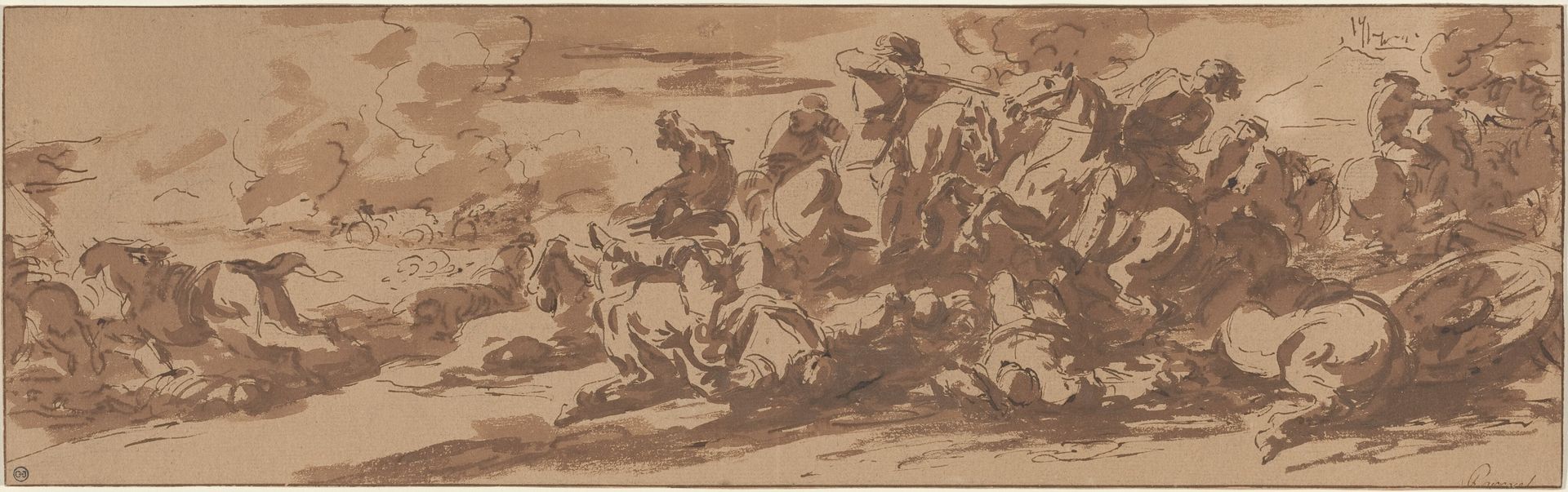 Cavalry Battle near a River by Charles Parrocel