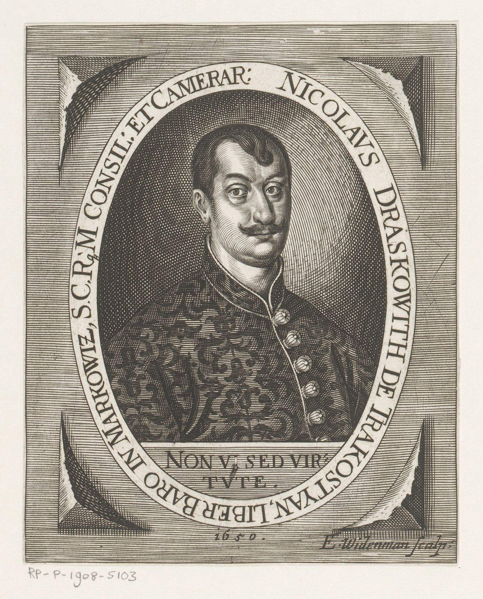Portret van Nikola Dras̆ković, graaf van Trakostyáni by Elias Widemann