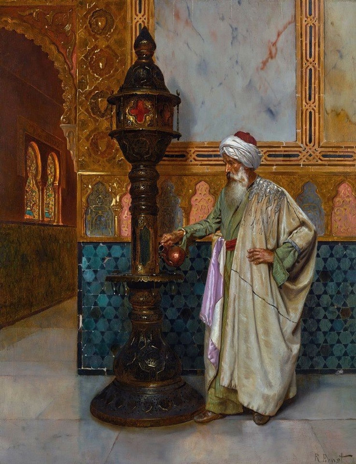 Tending The Lamp by Rudolf Ernst