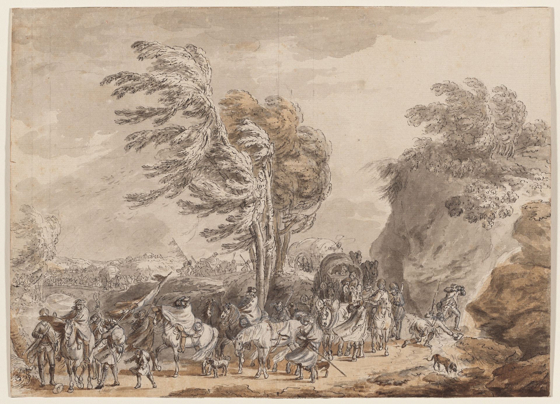 Soldiers in a Windy Landscape by Jean-Baptiste Le Paon