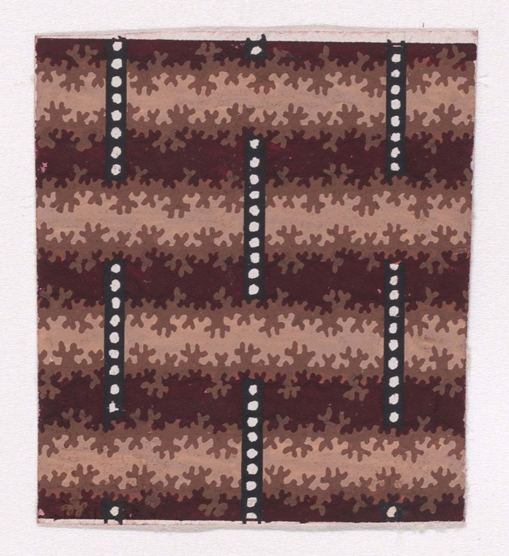 Textile Design with a Background of Stripes Framed by Garlands of Branches and Alternating Vertical Strings of Pearls by Anonymous