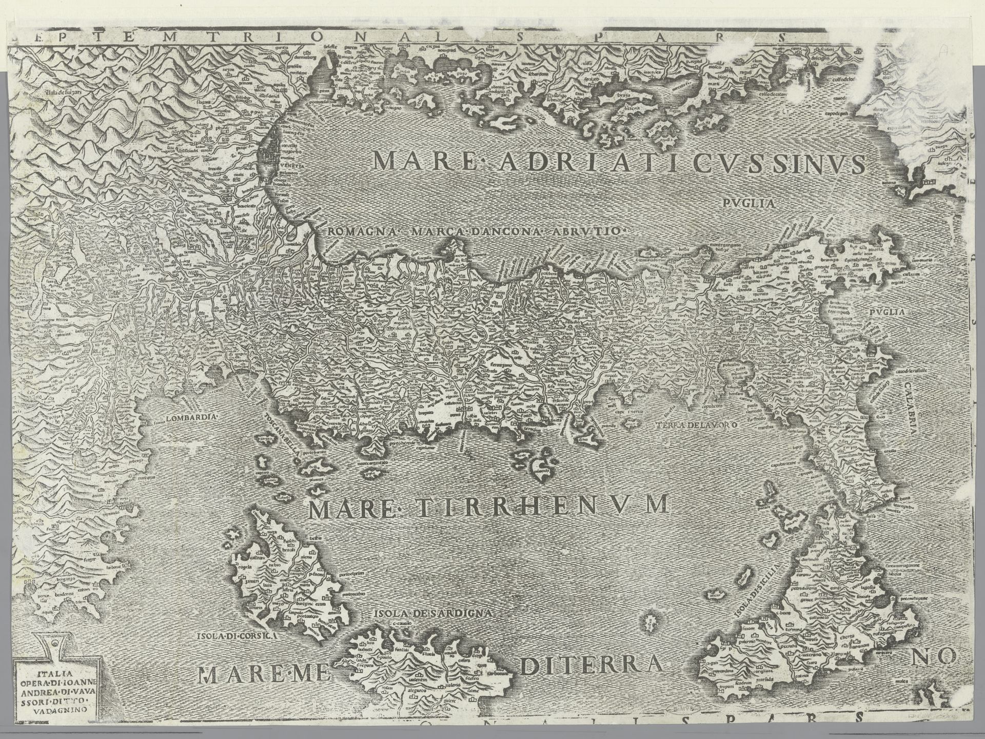 Kaart van Italië by Giovanni Andrea Vavassore