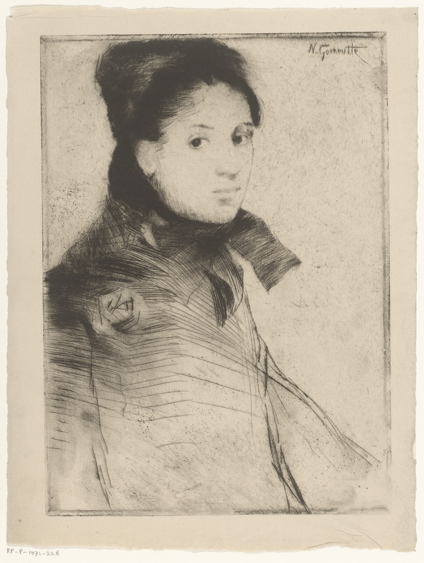 Portret van een onbekende jonge vrouw by Norbert Goeneutte