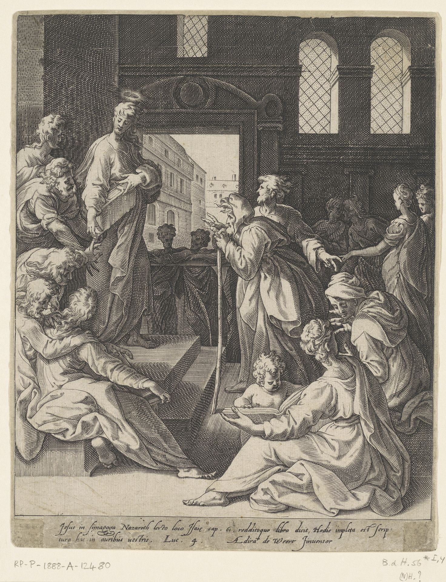 Christus predikt in de tempel by Isaac Duchemin