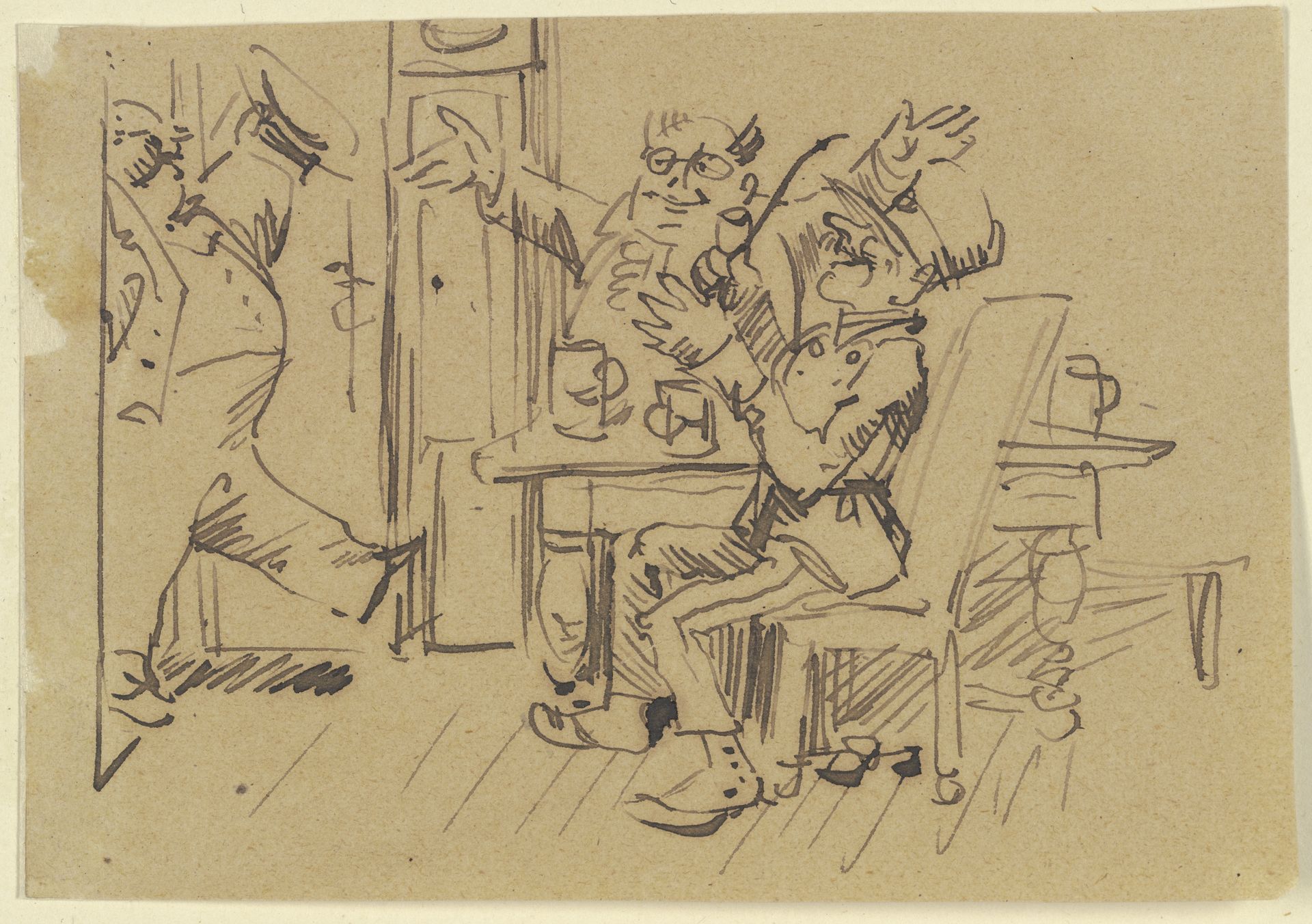 Herr Knopp wird im Wirtshaus begrüßt by Wilhelm Busch