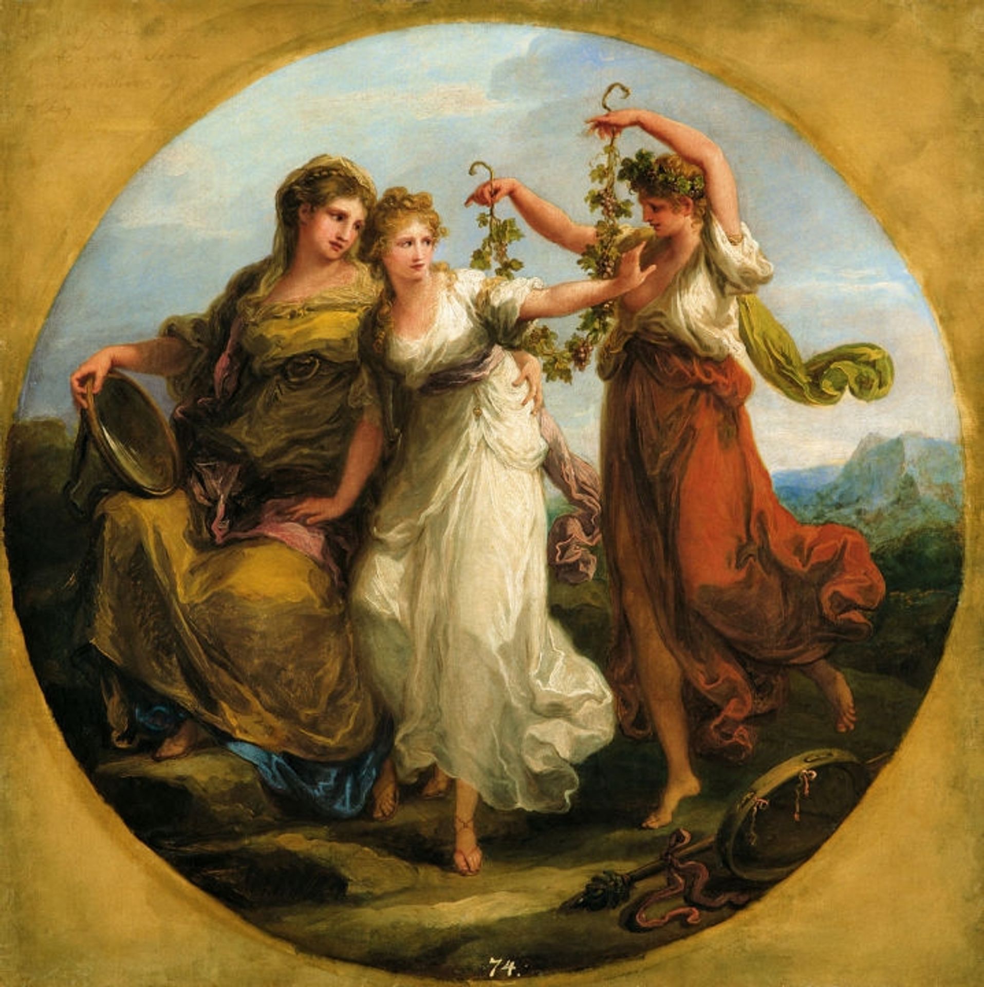 Beauty, supported by Prudence, Scorns the Offering of Folly by Angelica Kauffmann