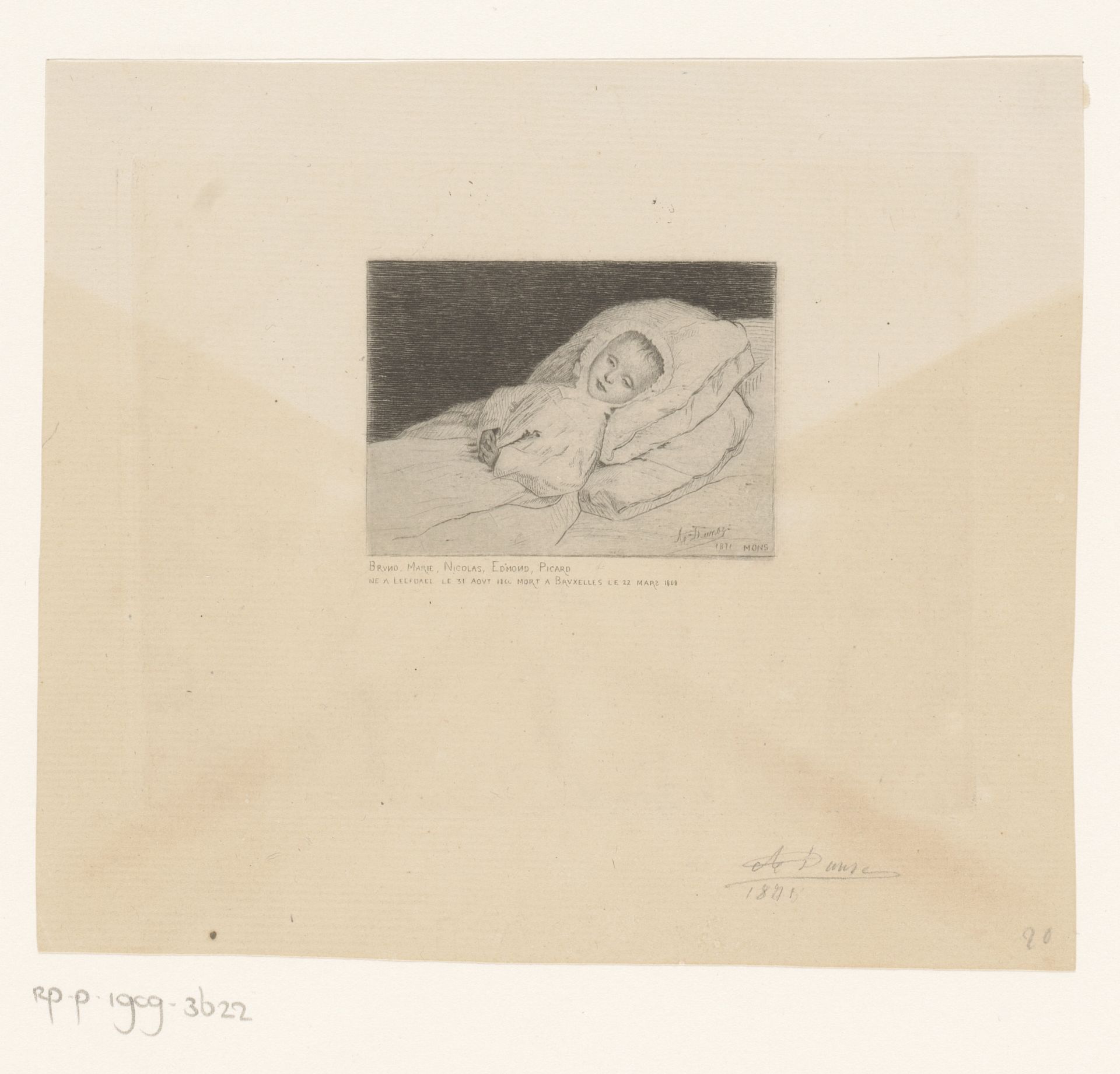 Post-mortemportret van Bruno Marie Nicolas Edmond Picard by Auguste Danse