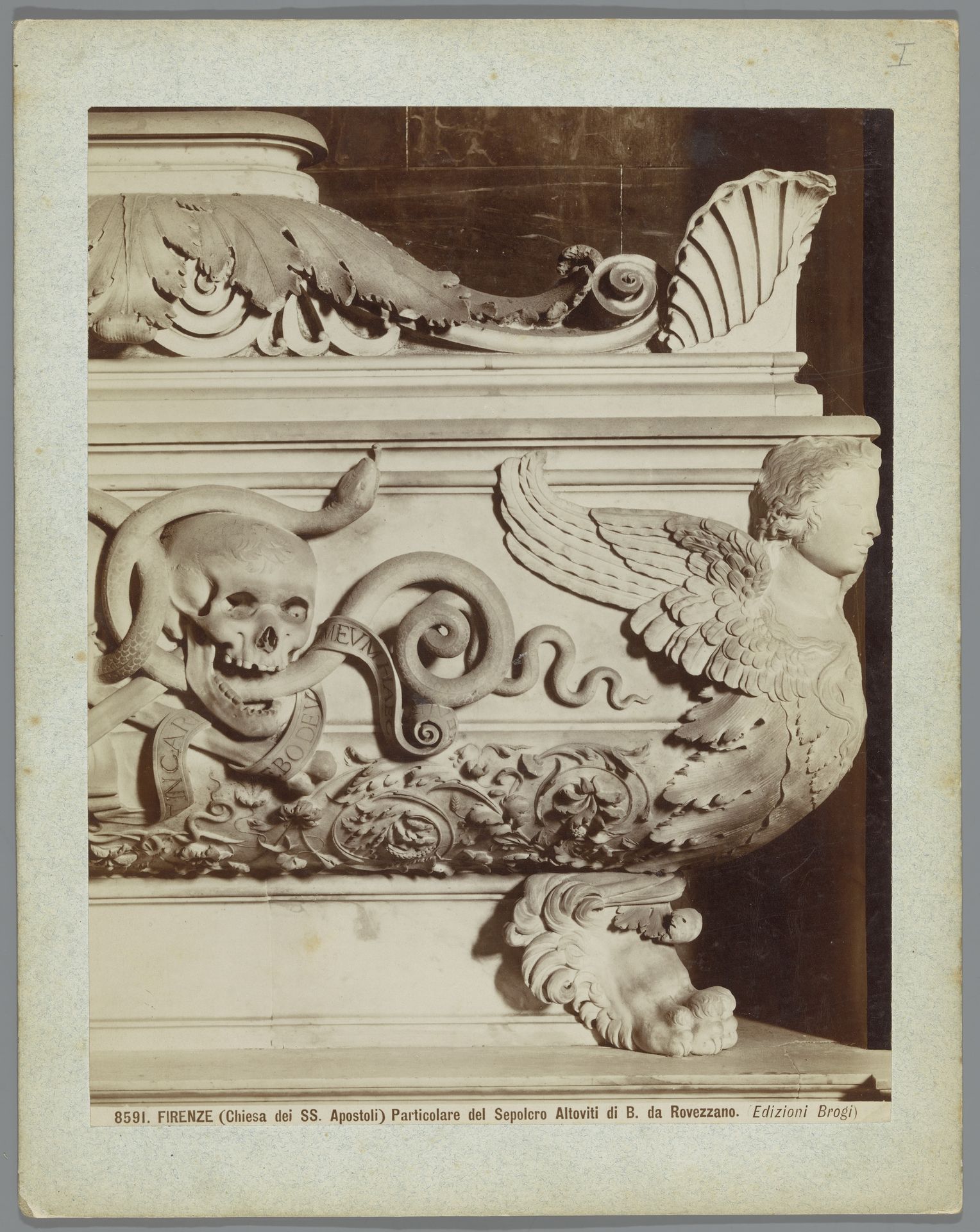 Deel van de tombe van Alfonso Altoviti in de Santi Apostoli te Florence by Edizione Brogi