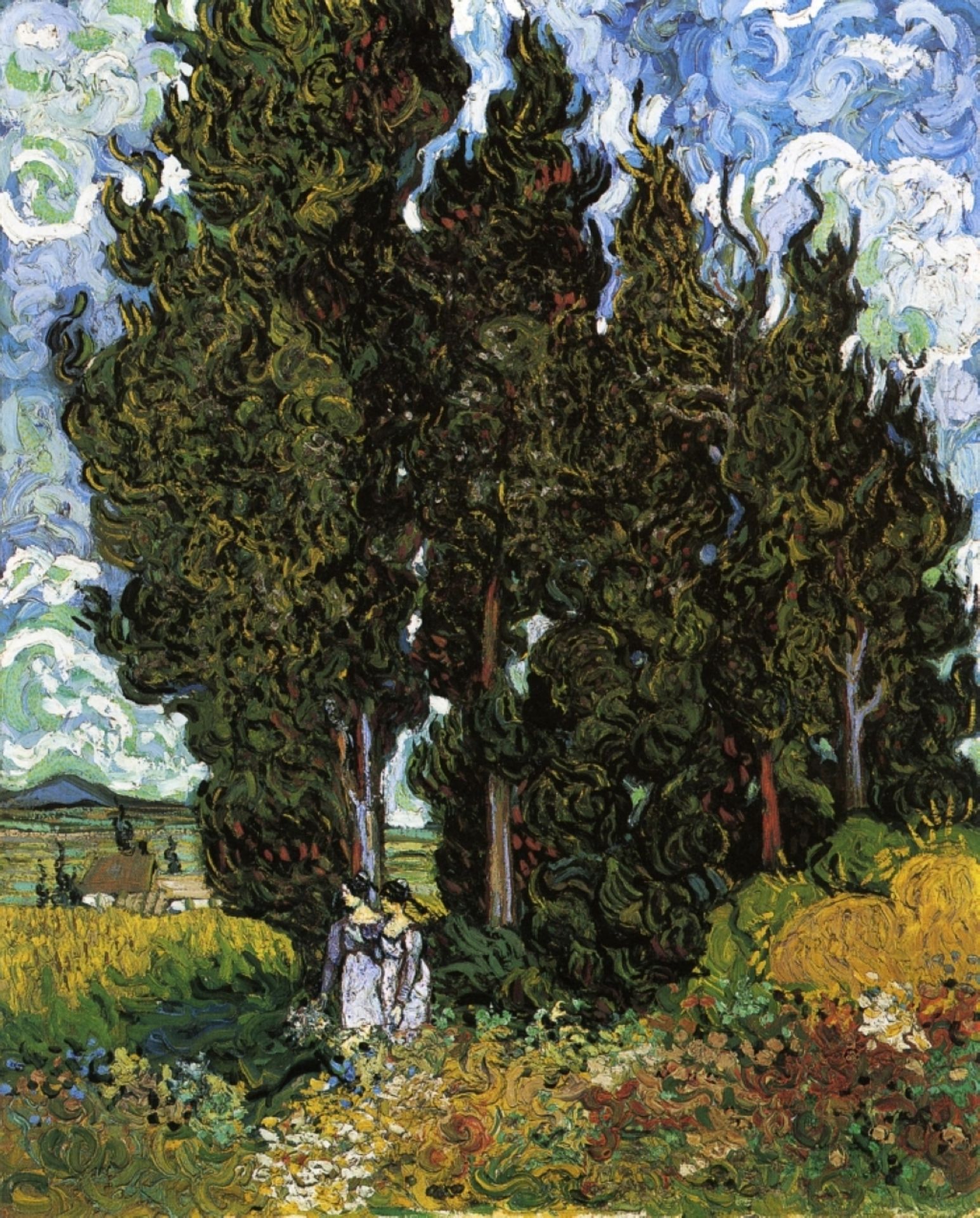 Cypresses with Two Women by Vincent van Gogh