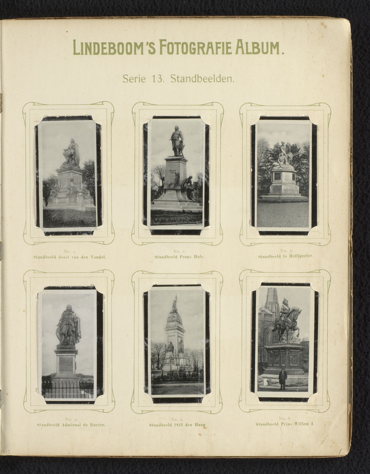 Zes reproducties van foto's van standbeelden in Nederland by Anonymous
