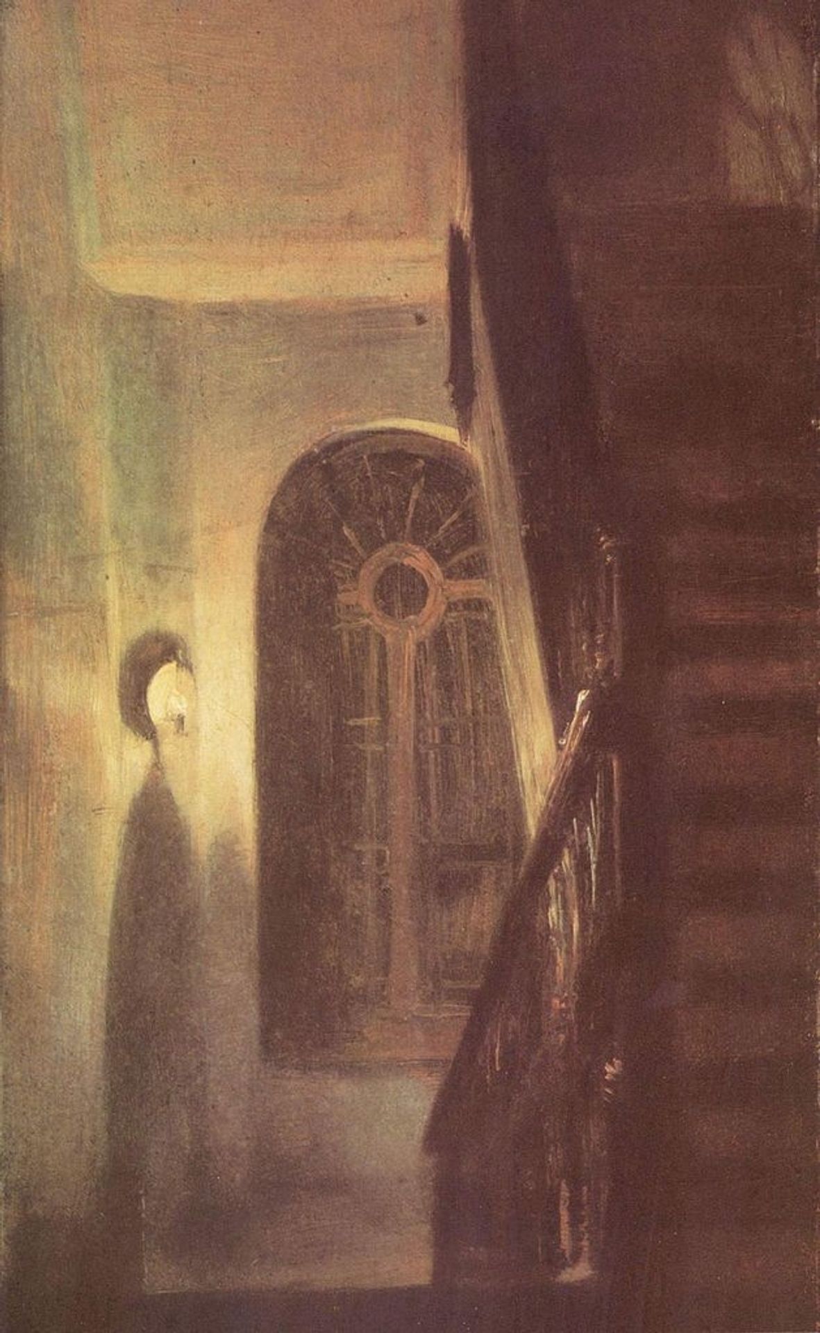 Treppenflur bei Nachtbeleuchtung by Adolph Menzel
