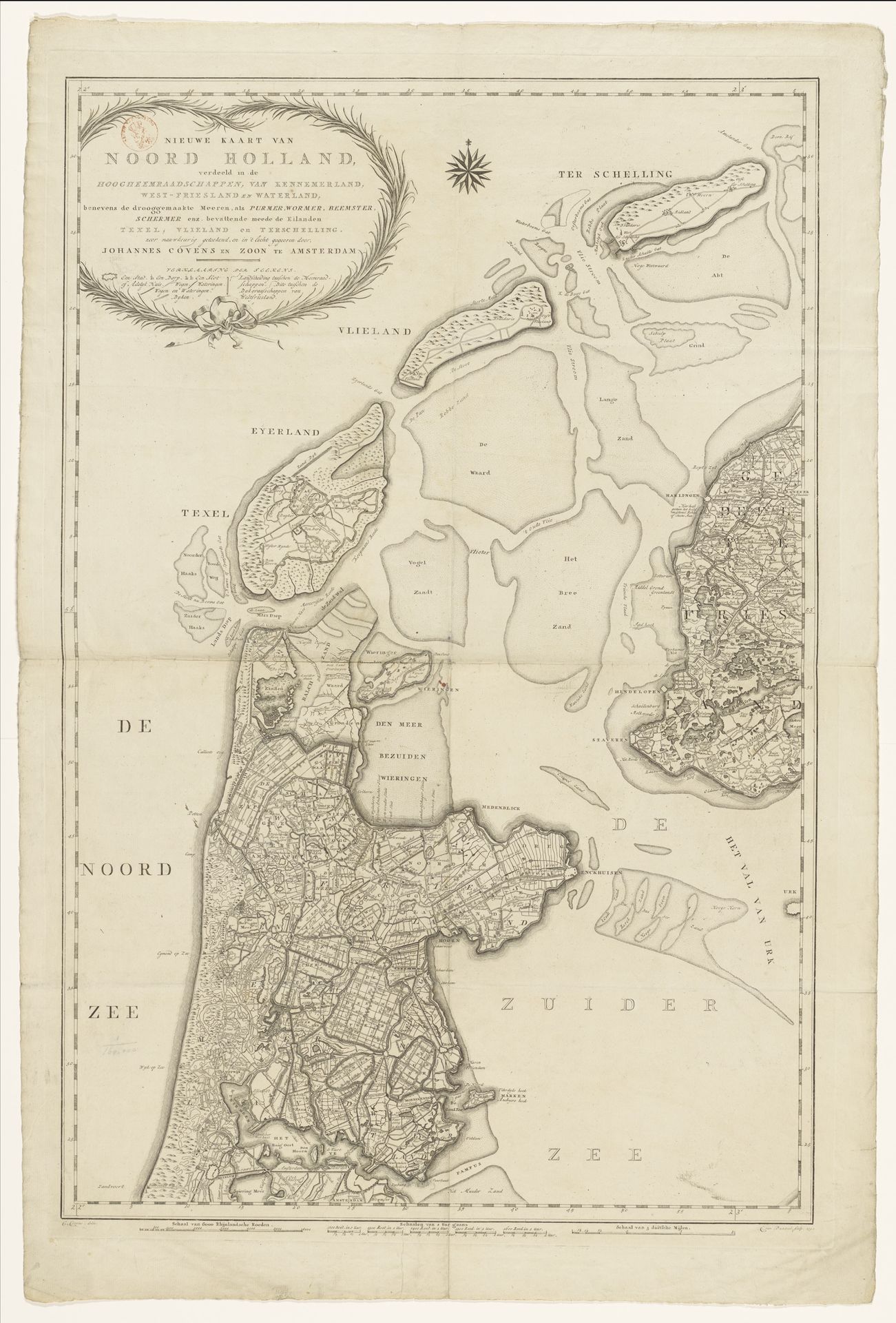 Kaart van Noord-Holland, verdeeld in hoogheemraadschappen by Cornelis van Baarsel