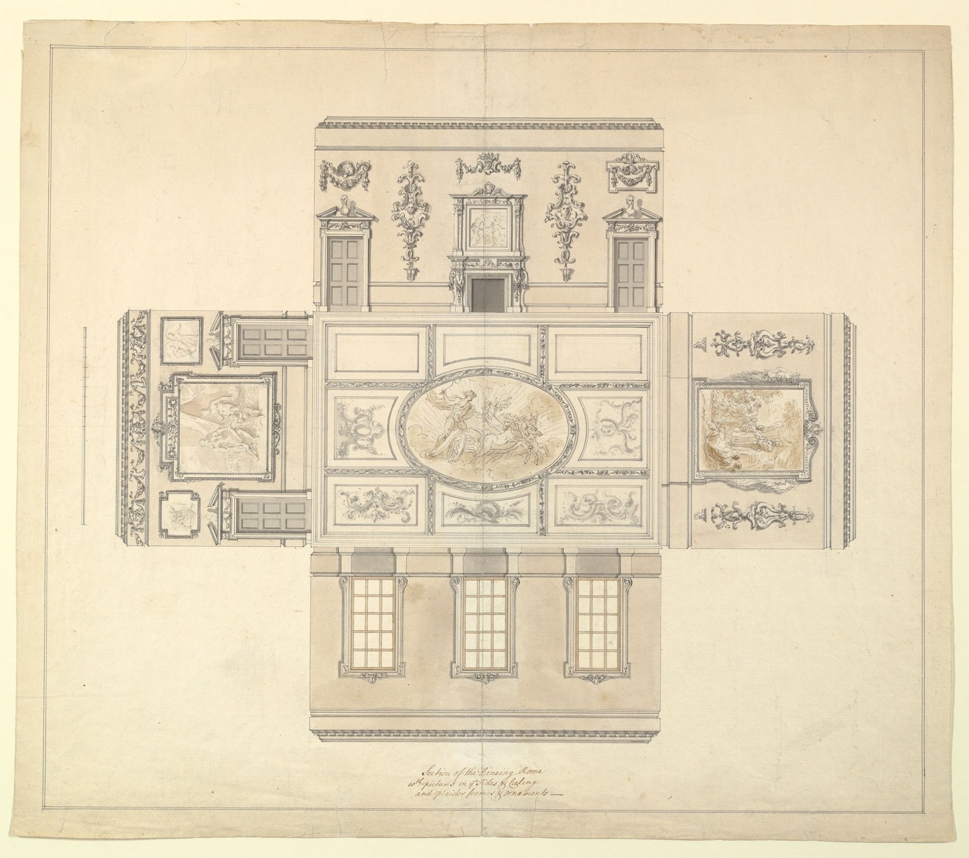 Design for the Dining Room at Kirtlington Park, Oxfordshire by John Sanderson