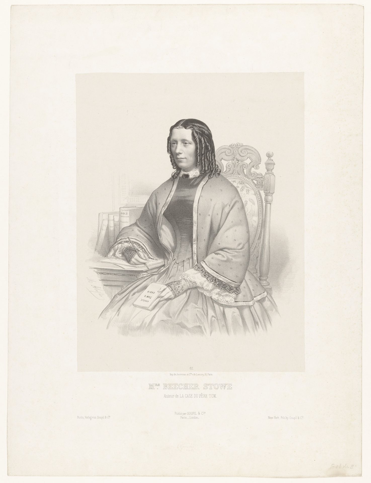 Portret van de schrijfster Harriet Beecher Stowe by Marie-Alexandre Alophe