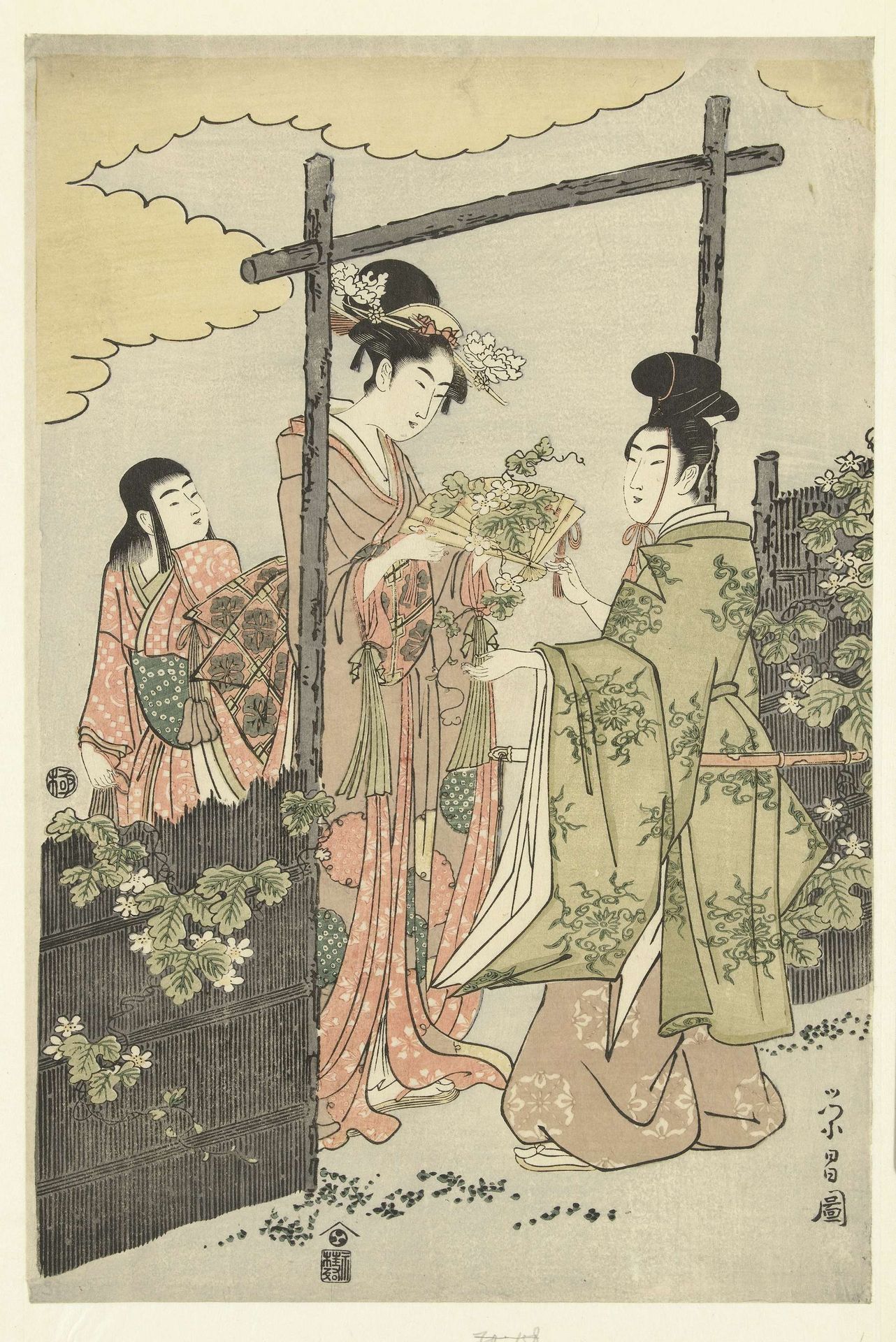 Prins Genji en Yugao by Chōkōsai Eishō