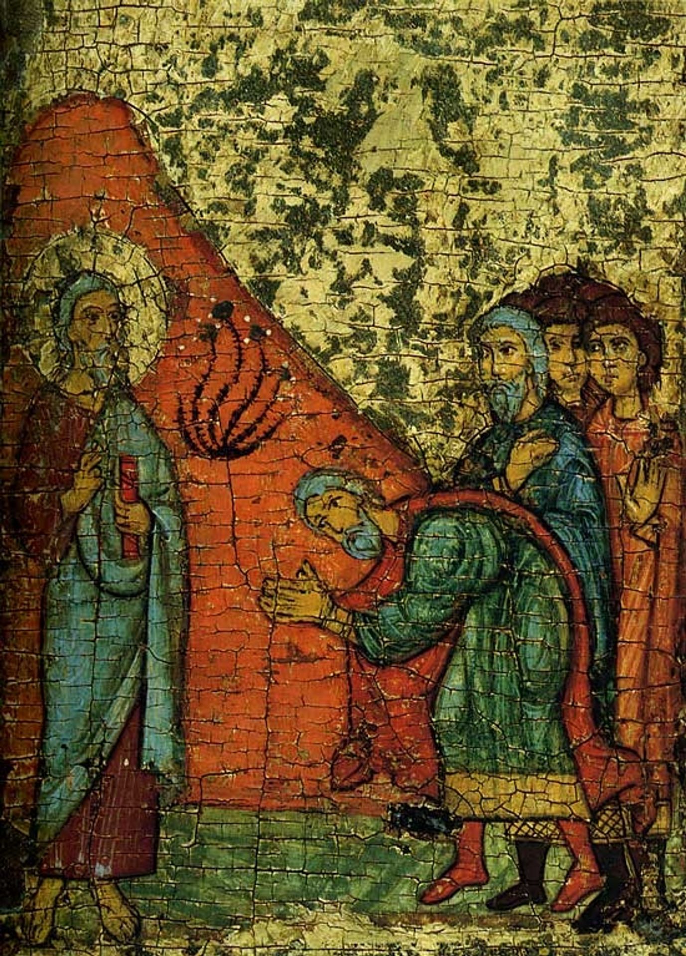 Obadiah, Messenger of King Ahab, Meets Elijah (from Hagiographic cycle of detail of 'Prophet Elijah in the desert' ) by Orthodox Icons