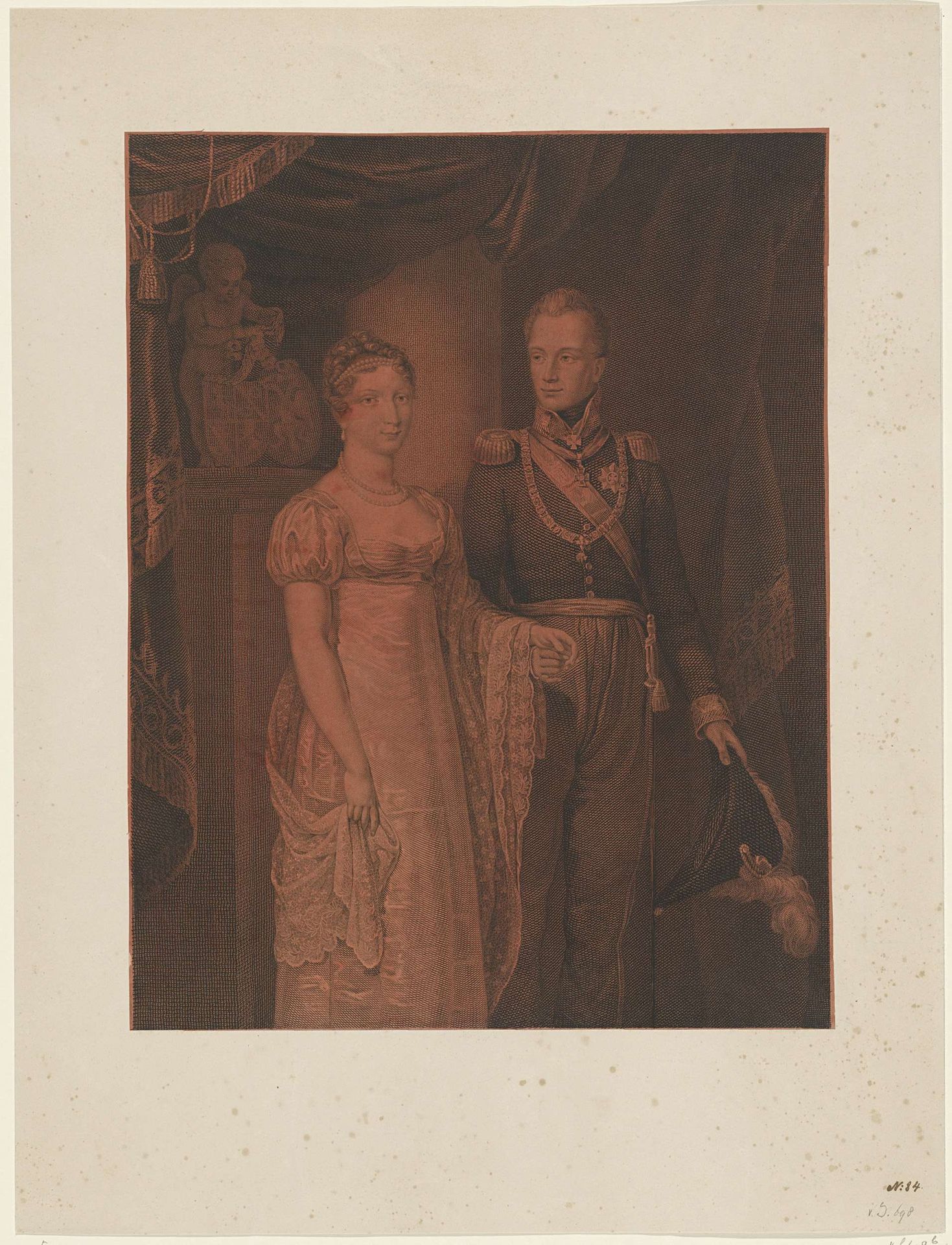 Portret van Willem II, koning der Nederlanden, en Anna Paulowna Romanowa by Philippus Velijn
