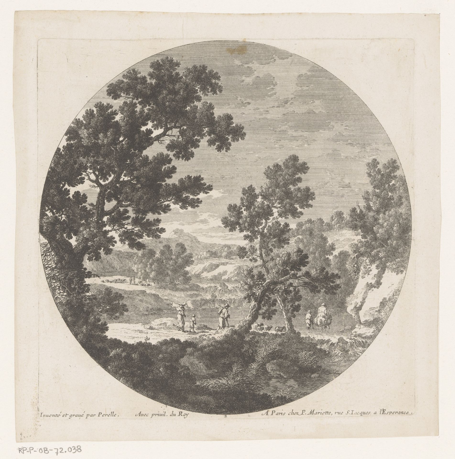 Landschap met herders langs een rivier by Nicolas Perelle