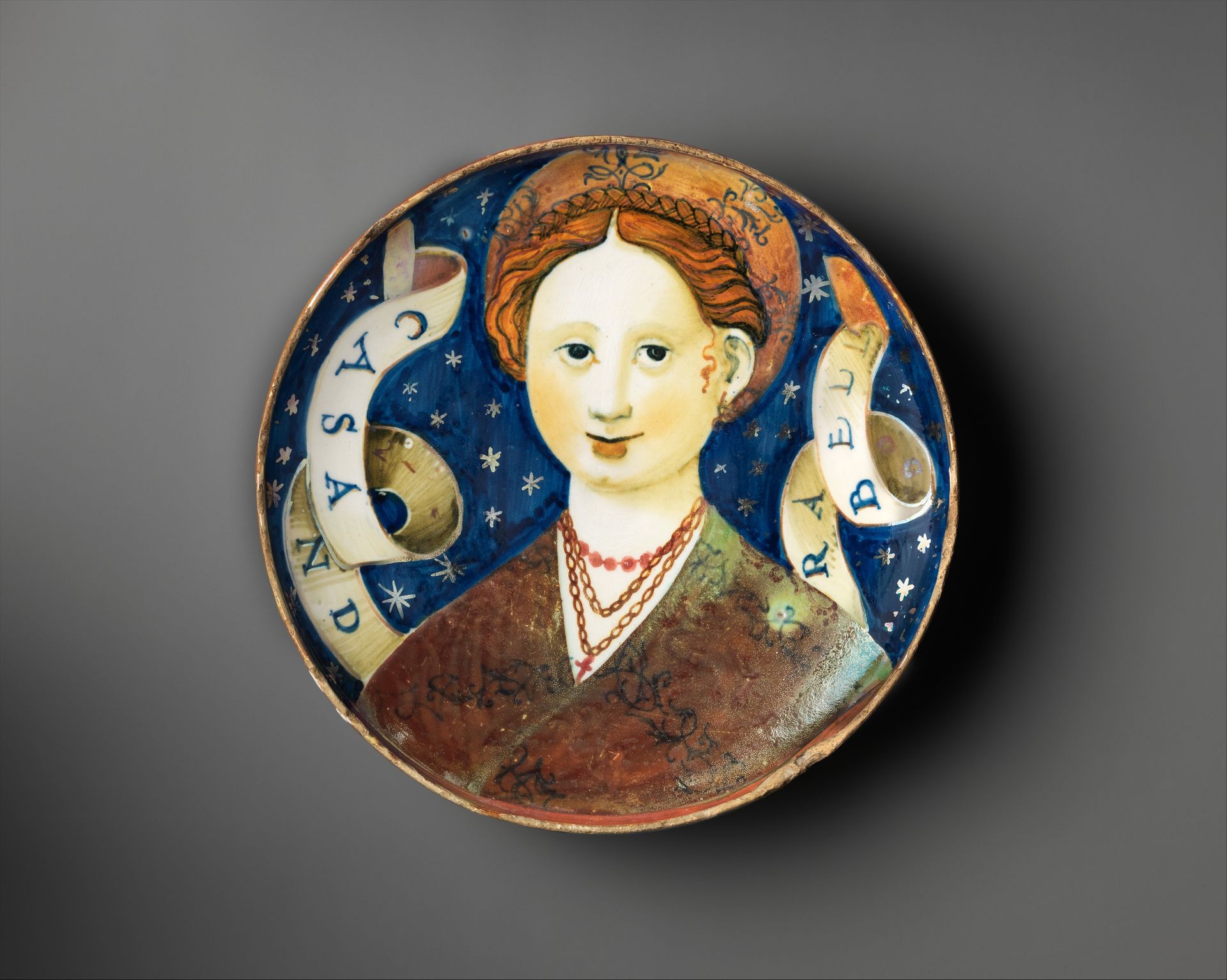 Shallow bowl with Beautiful Cassandra by Vincenzo Andreoli