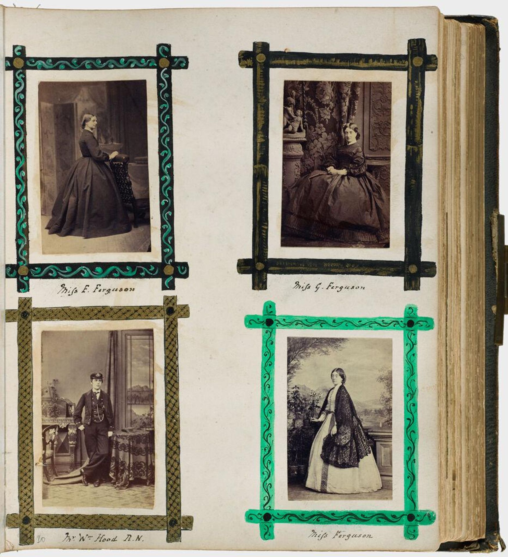 Untitled (four photographs, clockwise from upper left, Miss E. Ferguson; Miss G. Ferguson; Miss Ferguson; Mr. Wm Hood R.N.) by Mary Georgiana Caroline Cecil Filmer