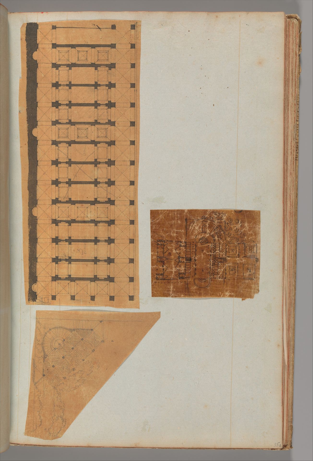 Page from a Scrapbook containing Drawings and Several Prints of Architecture, Interiors, Furniture and Other Objects by Charles Percier