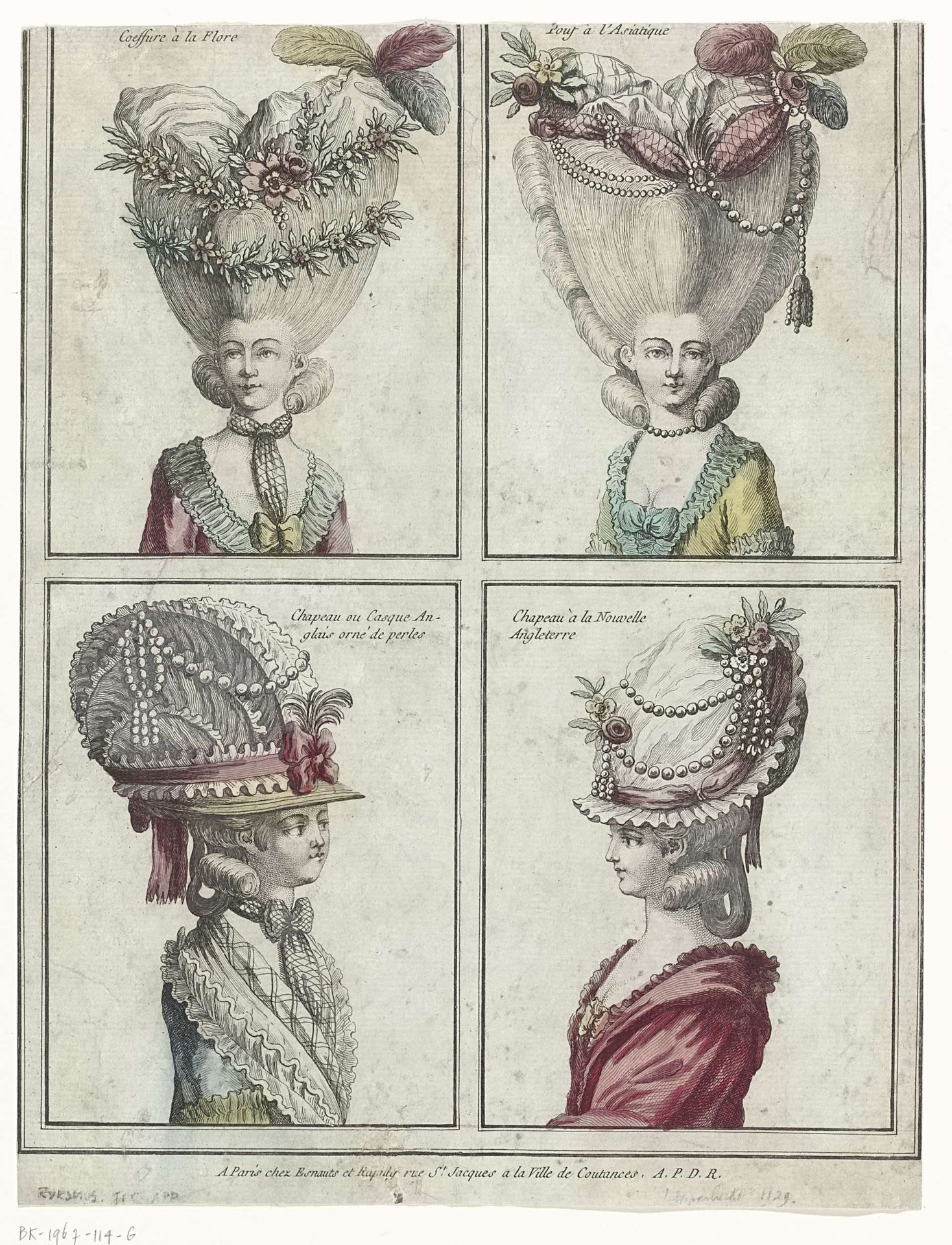 Gallerie des Modes et Costumes français...Coiffure á la Flore... by Anonymous