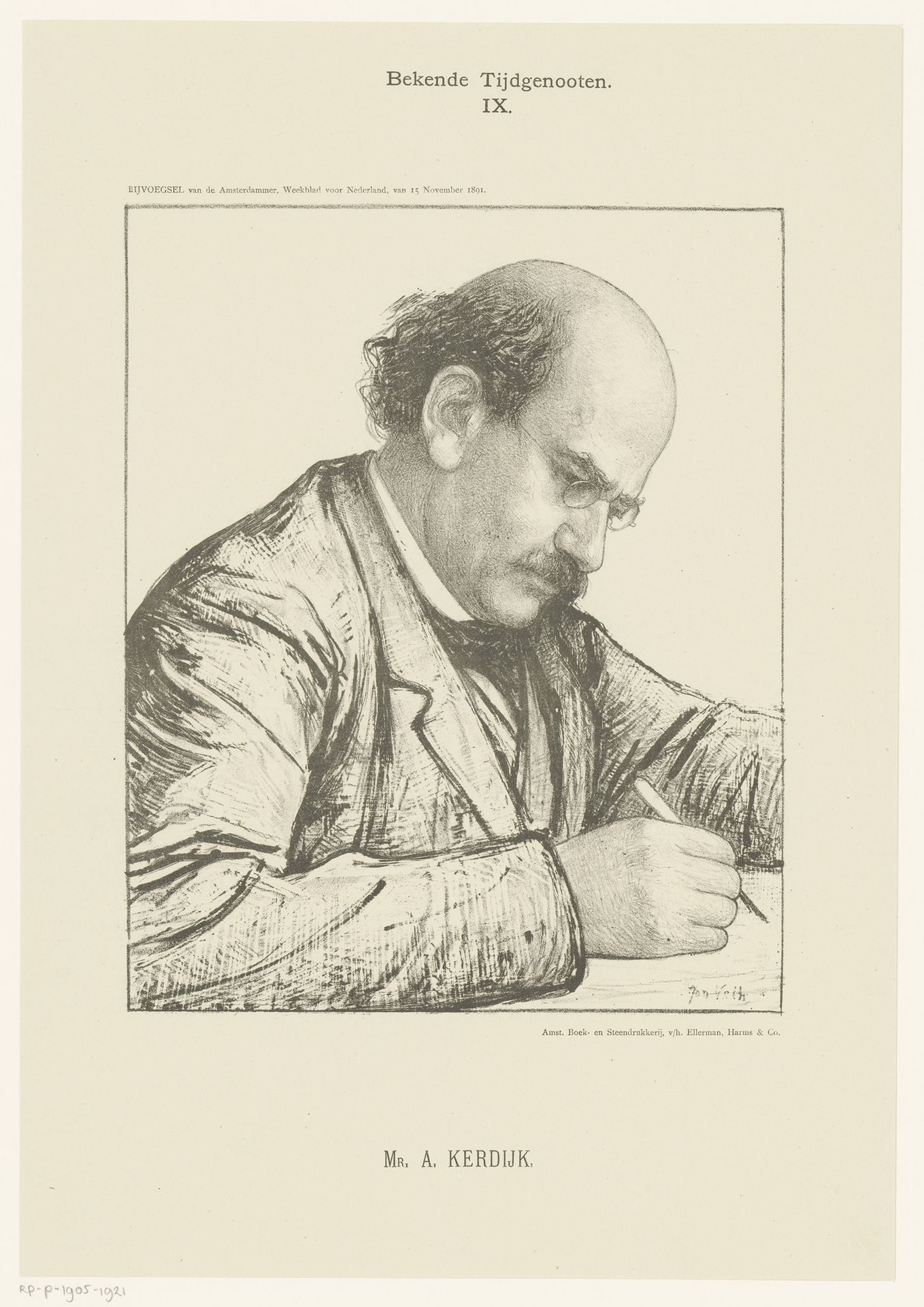 Portret van Arnoldus Polak Kerdijk by Jan Veth