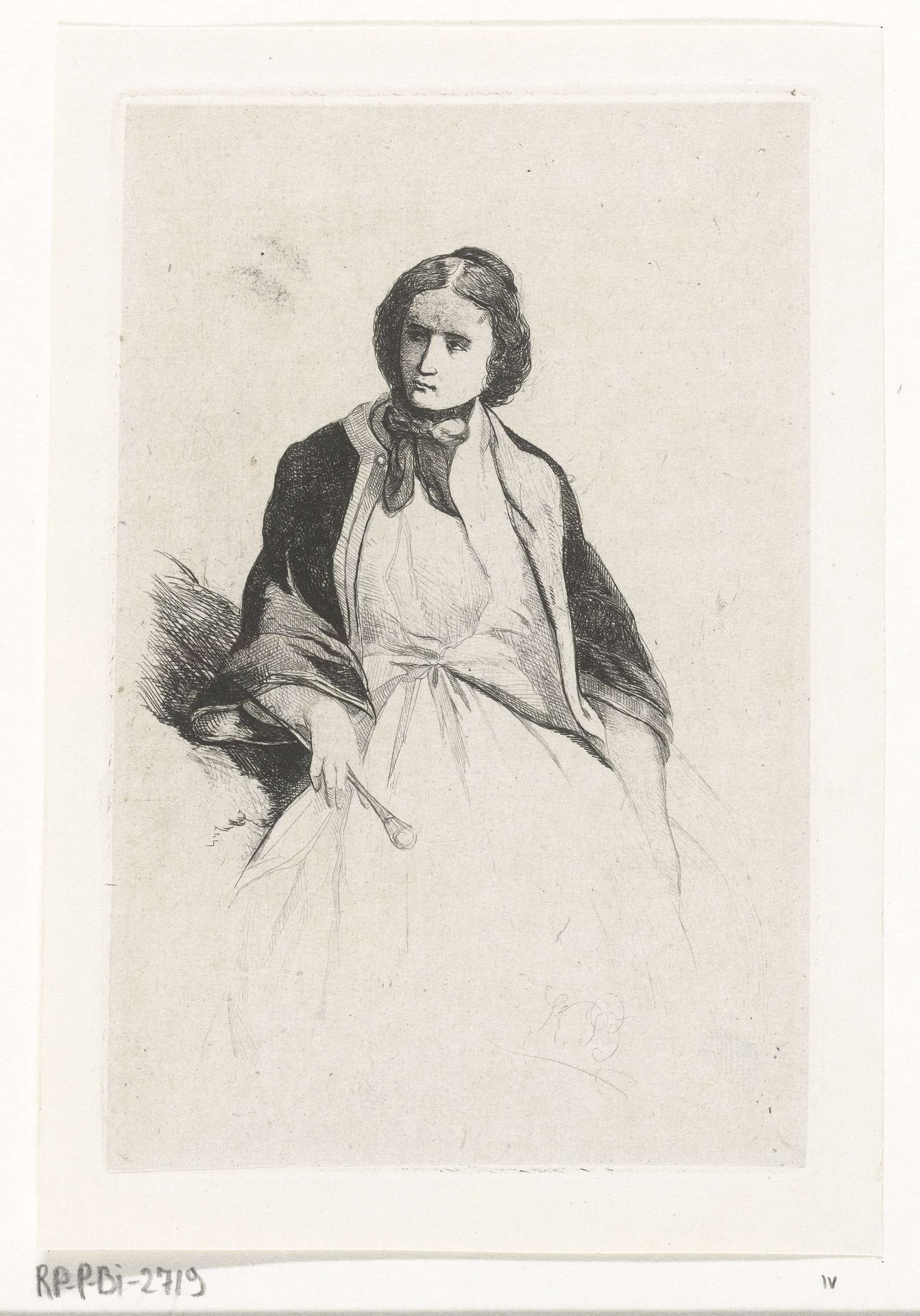 Zittende vrouw met rijzweep by Karel Frederik Bombled