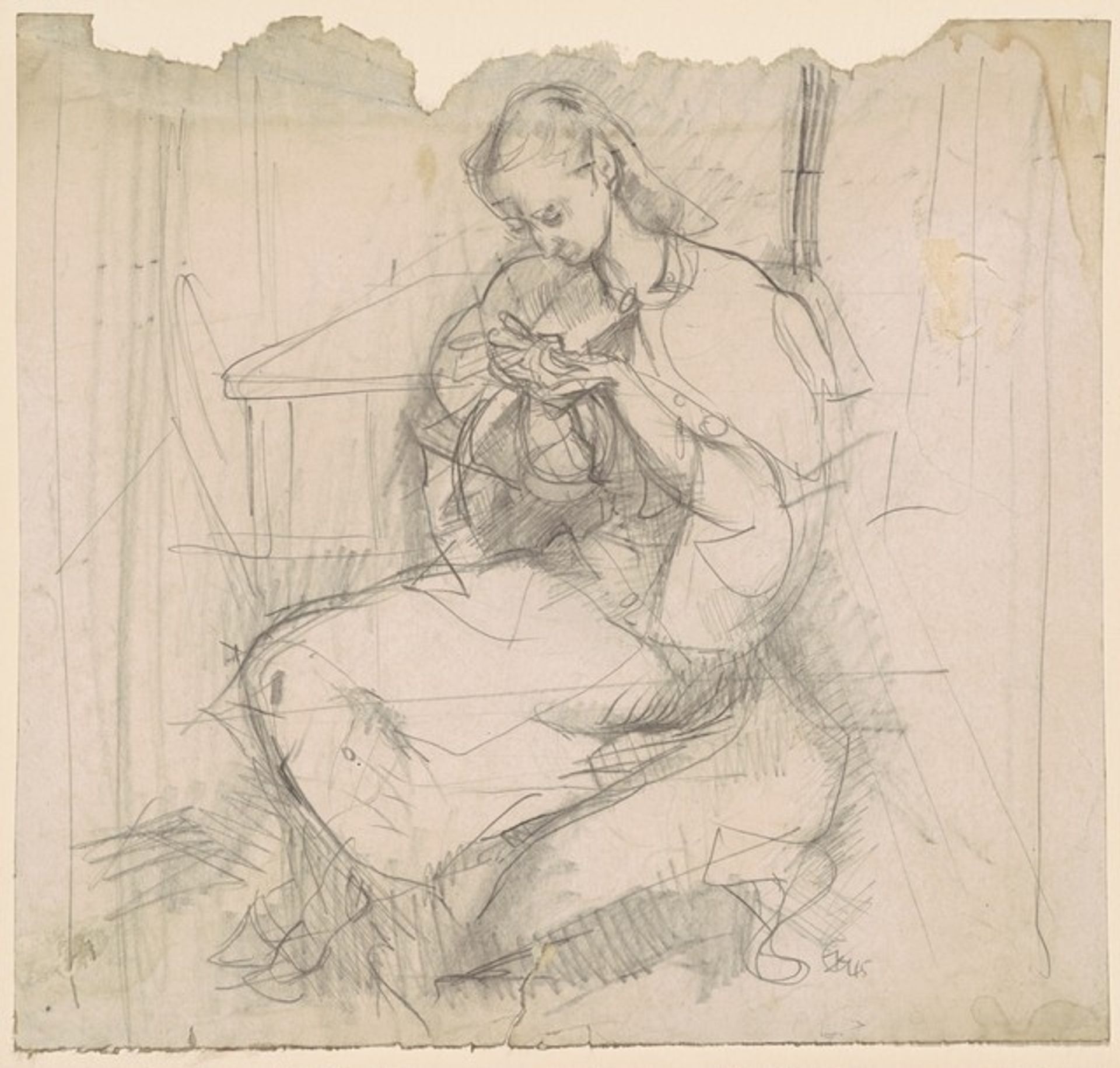 Seated Woman Doing Handwork by Franz Kline