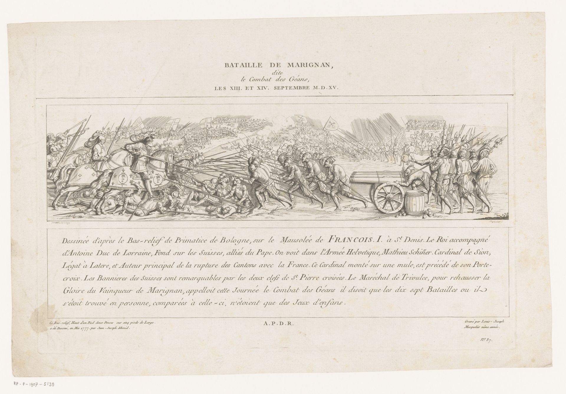 Slag bij Marignano by Louis Joseph Masquelier