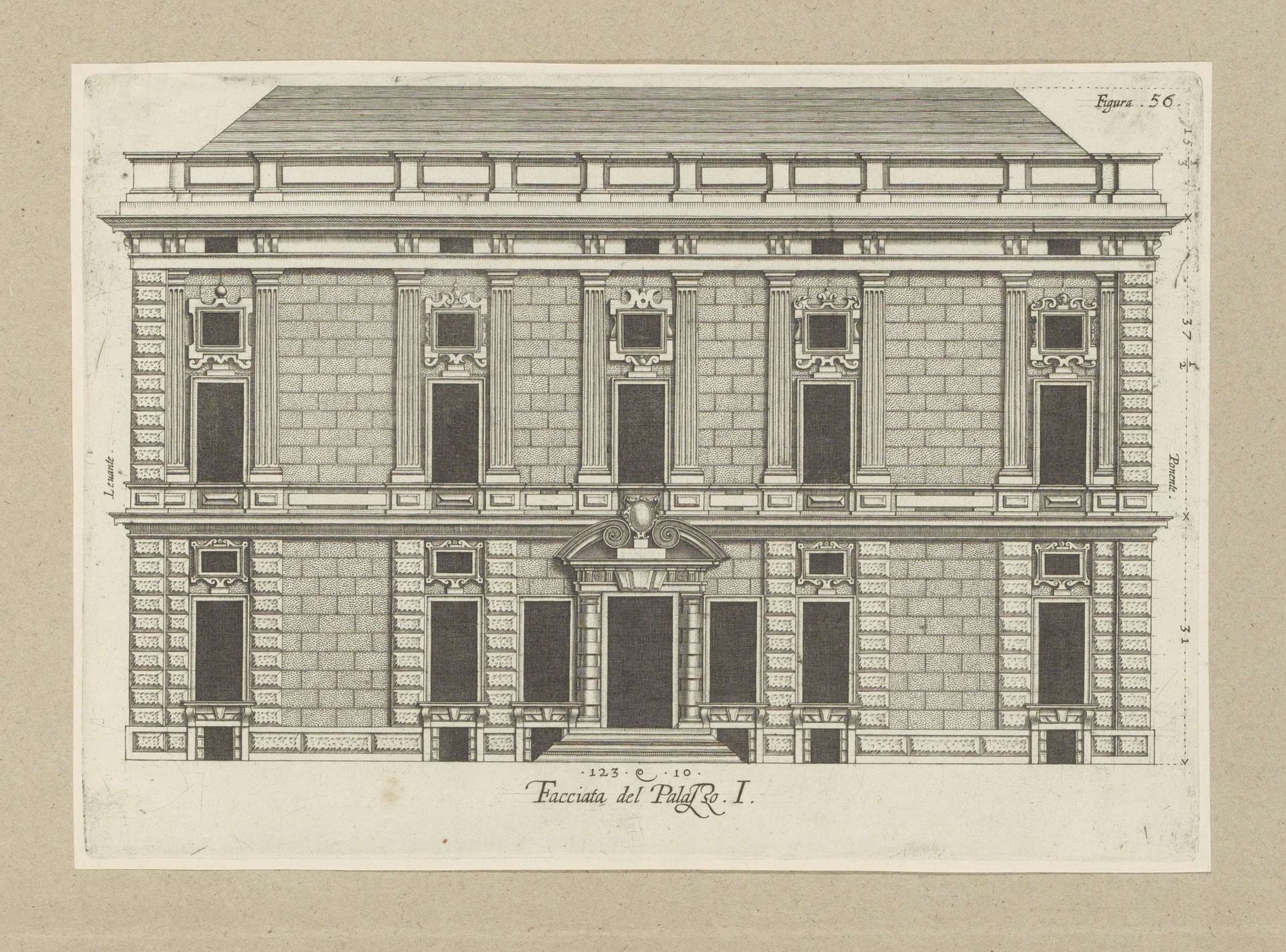 Opstand van de façade van het Palazzo Rostan Raggio te Genua by Nicolaes Ryckmans