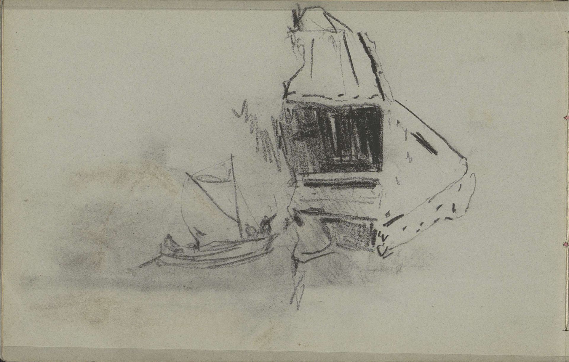 Gebouw en een bemande boot by Louis Apol