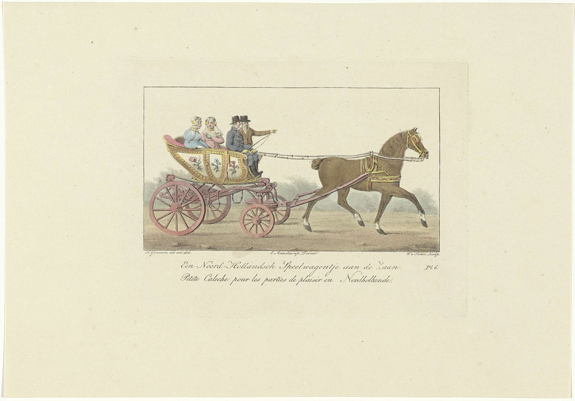 Twee paren in een koets by Willem van Senus