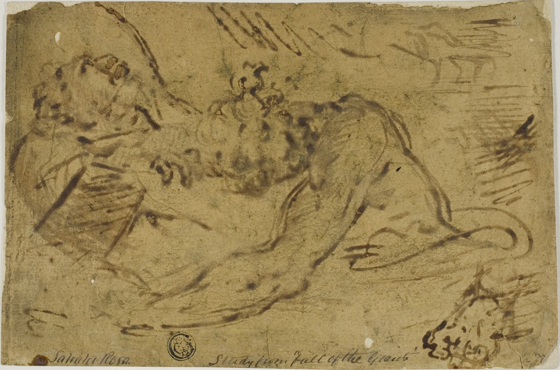 Two Grappling Figures by Salvator Rosa